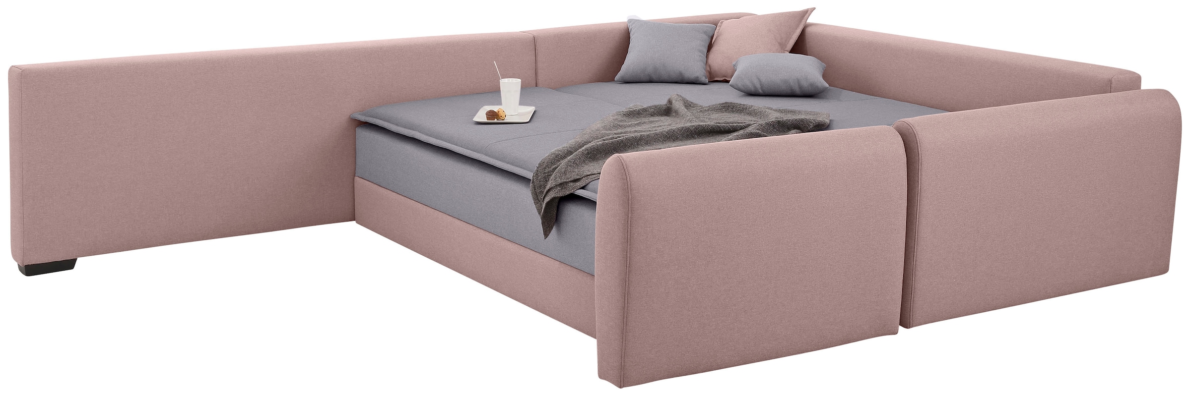 Home affaire Ecksofa »Fernando L-Form«, mit Boxspring: Dauerschlaffunktion durch Drehen und Zusammenschieben
