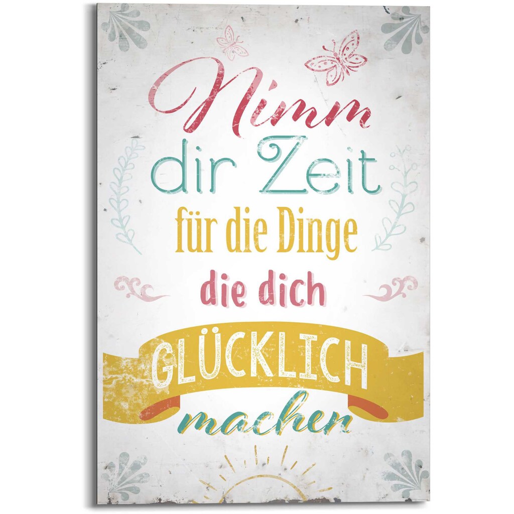 Reinders! Wandbild »Wandbild Zeit Glück - Lebensfreude - Weisheit«, Schriftzug, (1 St.)