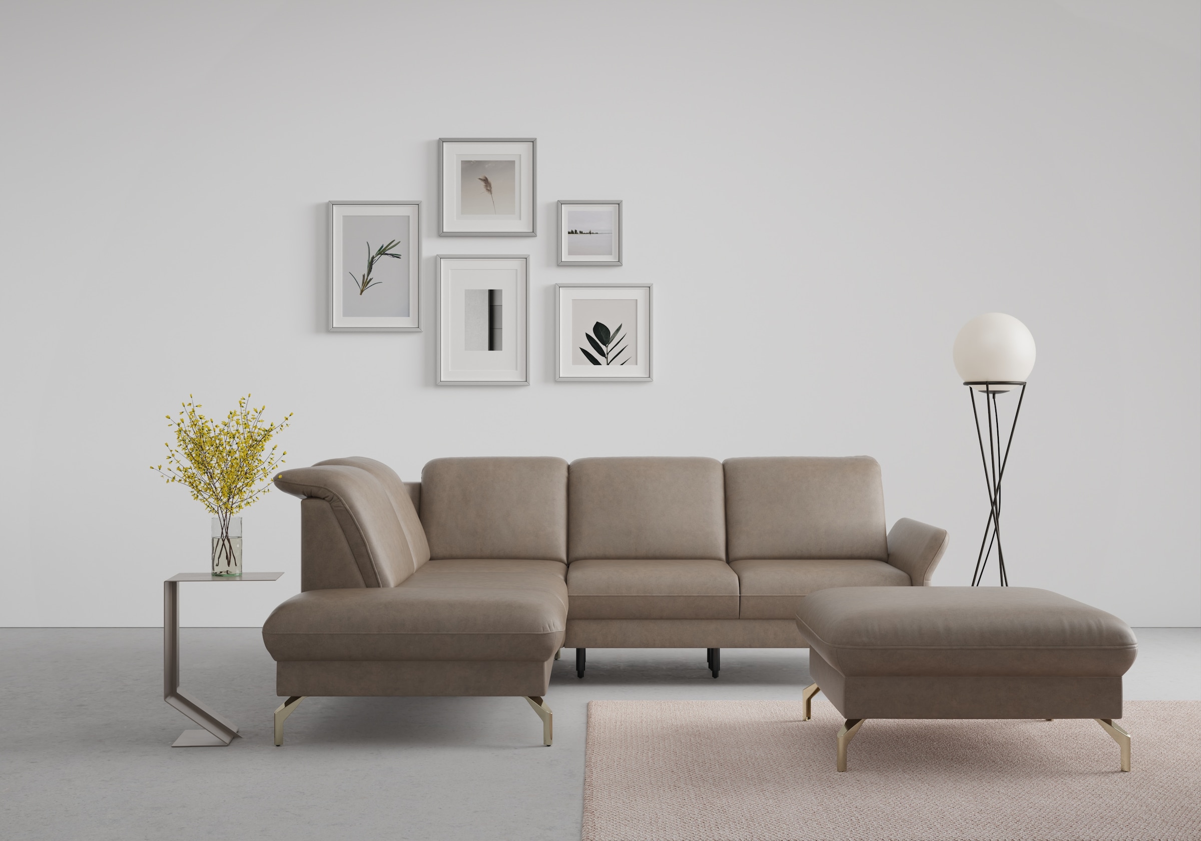 sit&more Ecksofa "Fashion L-Form" wahlweise mit Kopfteilverstellung, Vorziehsitz, motorisch, Nickelfüße