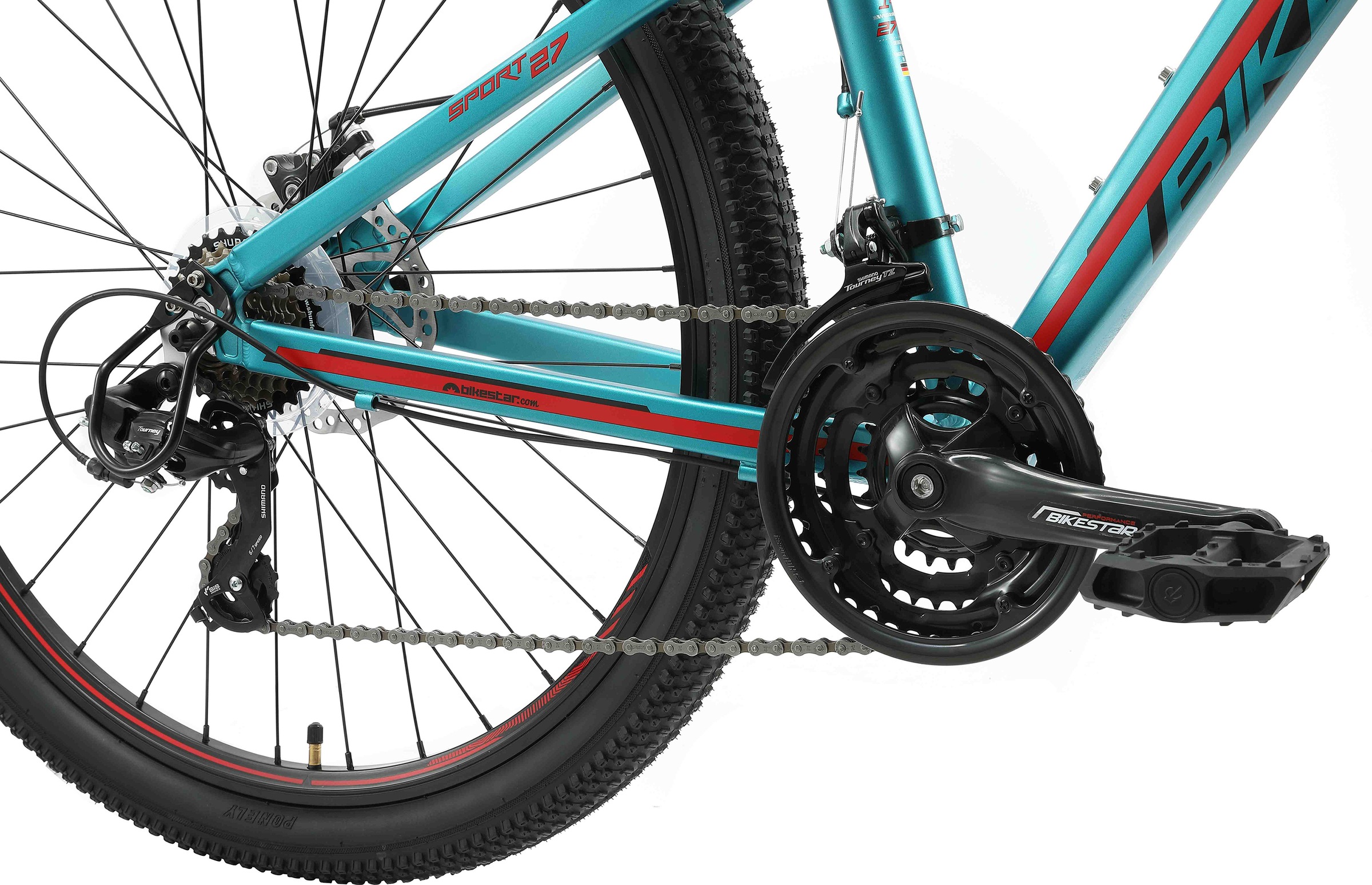 Bikestar Mountainbike, 21 Gang, Shimano, RD-TY300 Schaltwerk, Kettenschaltung, für Damen und Herren, Kettenschaltung