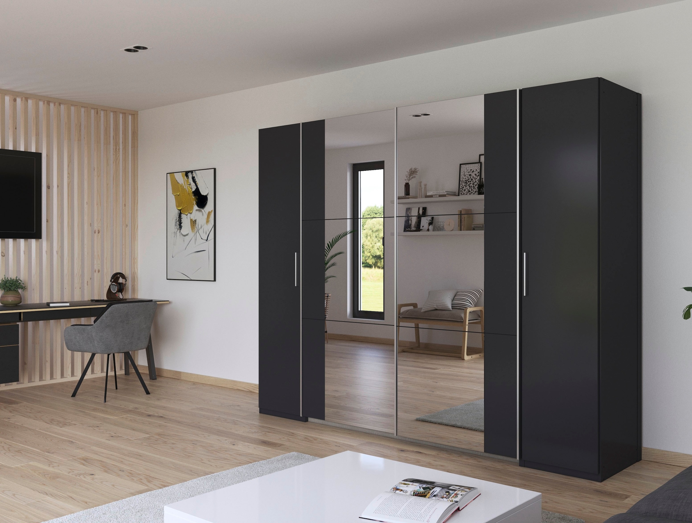 rauch Schwebetürenschrank »Kleiderschrank Drehtürenschrank Schrank Garderobe KRONACH TOPSELLER«, mit Dreh- und Schwebetüren und Spiegel, viele Böden MADE IN GERMANY