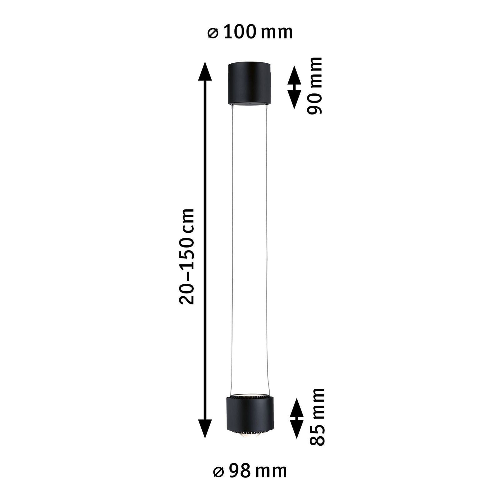Paulmann Schienensystem-Leuchten »URail Pendel Aldan 8,5 / 1x4,5W 4000K 230V Schwarz matt, Schwarz«, 930lm / 530lm, dimmbar