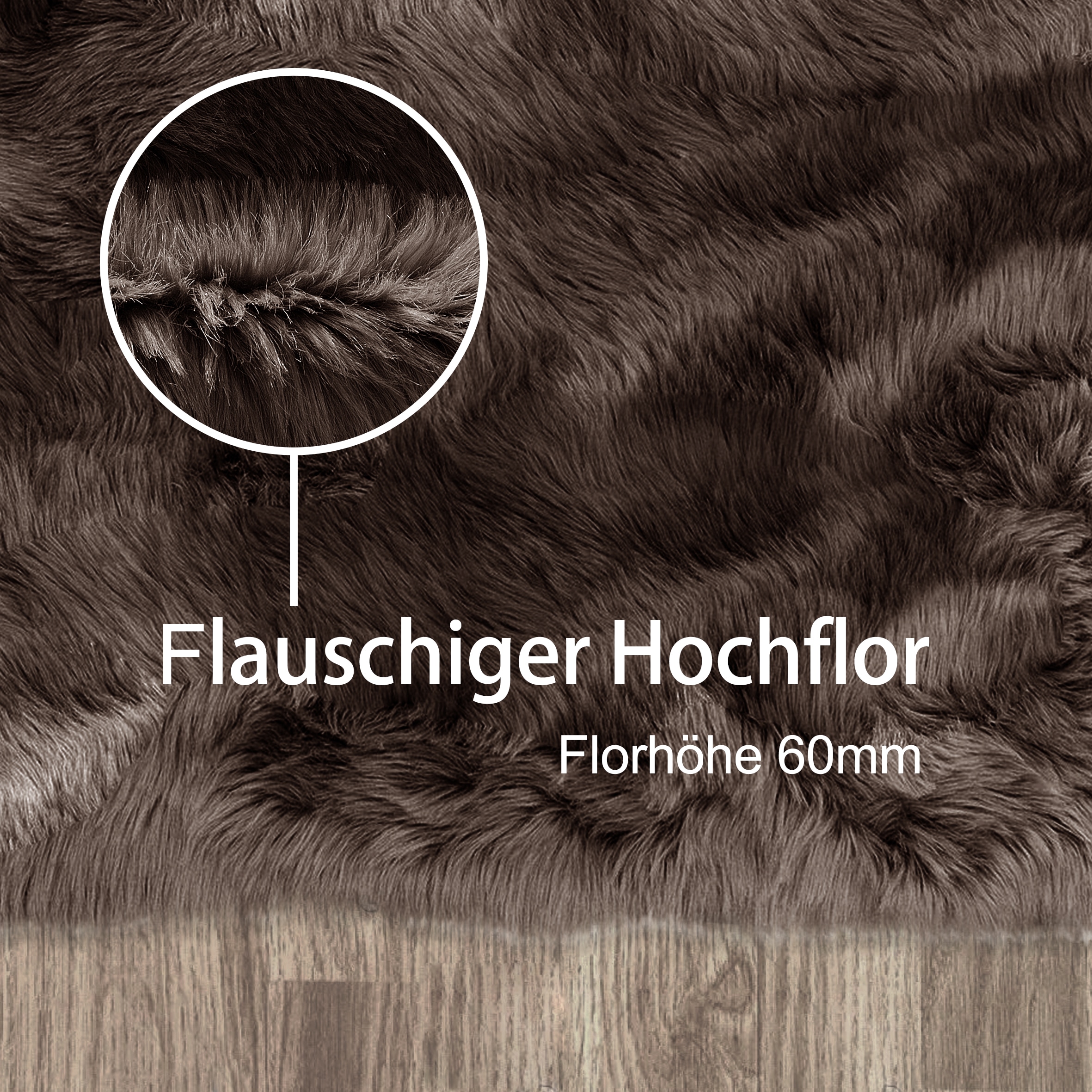 OTTO home Hochflor-Teppich »Valeria, Fellteppich, kuschelig, flauschig« rechteckig 60 mm Höhe Kunstfell, weiche Teppiche, Wohnzimmer, Schlafzimmer, Esszimmer