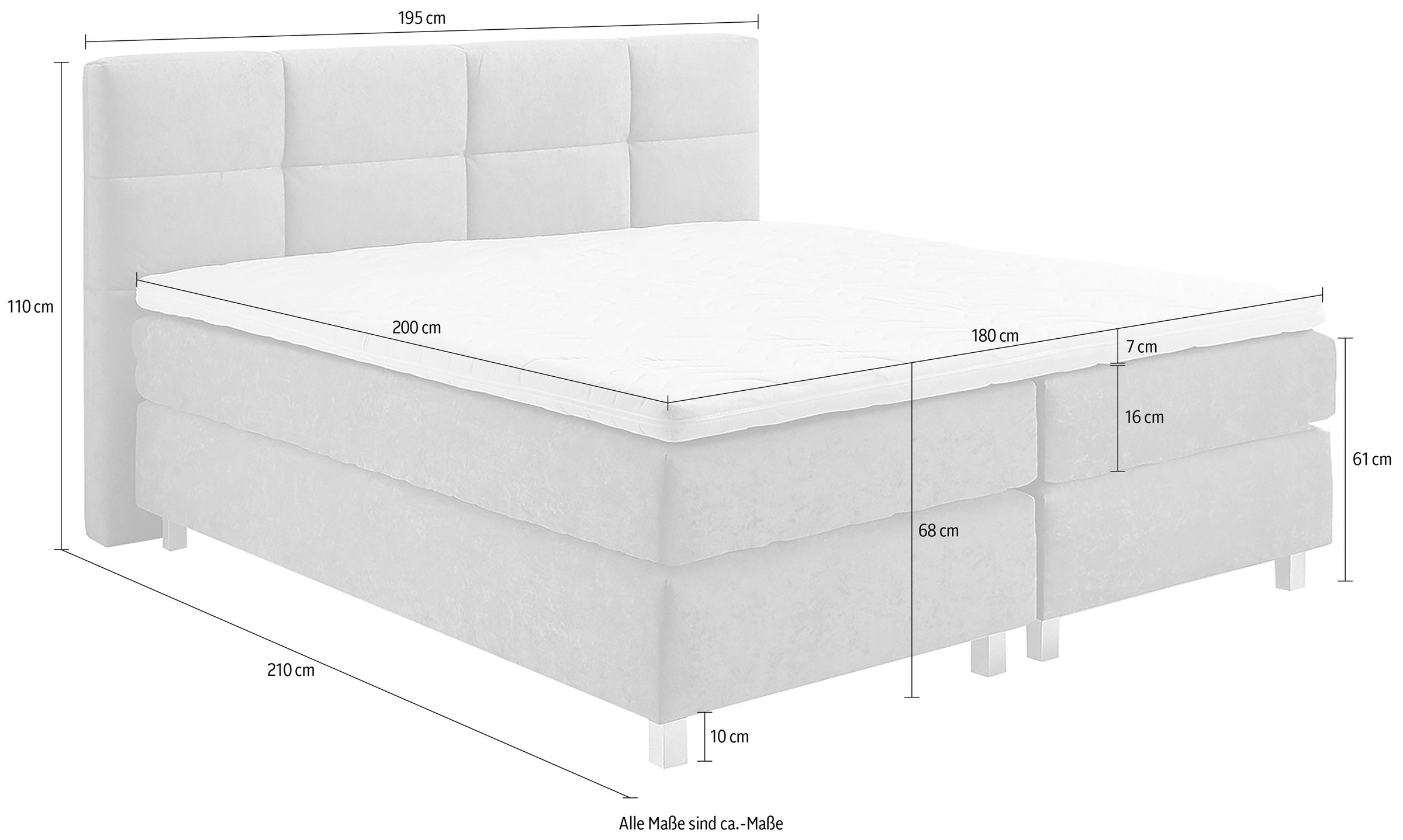 Westfalia Schlafkomfort Boxspringbett, wahlweise mit Kaltschaum-Topper, 2 Matratzenqualitäten