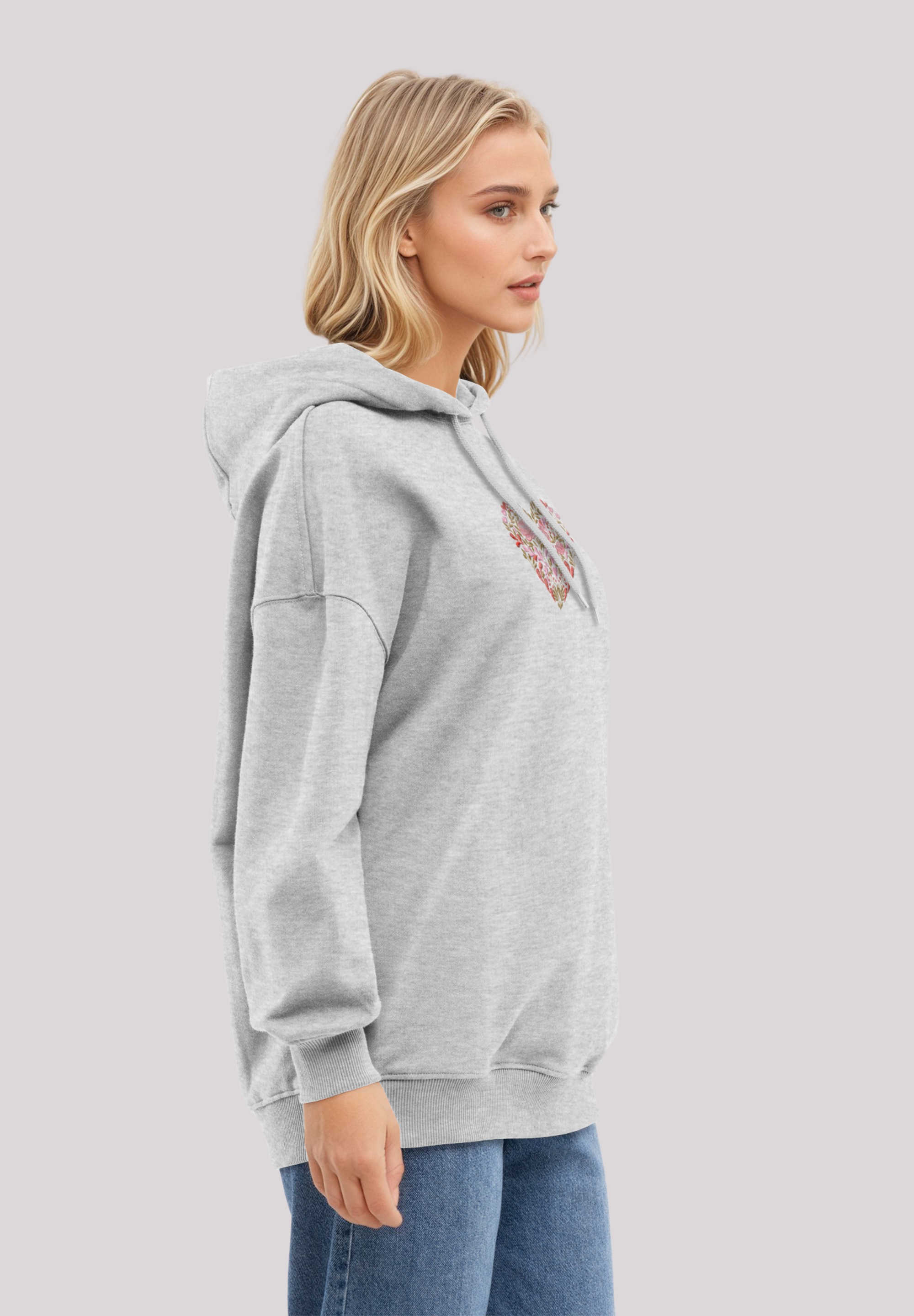 F4NT4STIC Kapuzenpullover »Blumen Herz bestickt«, bestickt, Premium Qualität