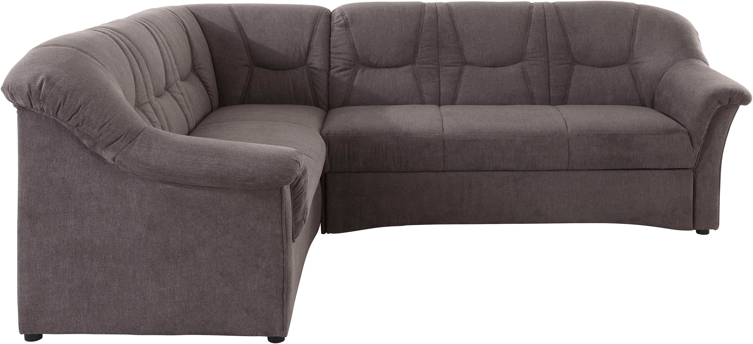 Ecksofa DOMO COLLECTION "Sarafina zeitlos&bequem, optional mit Federkern, Breite 240cm, L-Form", grau (stone), B:240cm H:83cm T:190cm, Microfaser PRIMABELLE (100% Polyester) / Struktur (90% Polyester; 10% Polyacryl);Luxus-Microfaser (92% Polyester, 8% Nyl