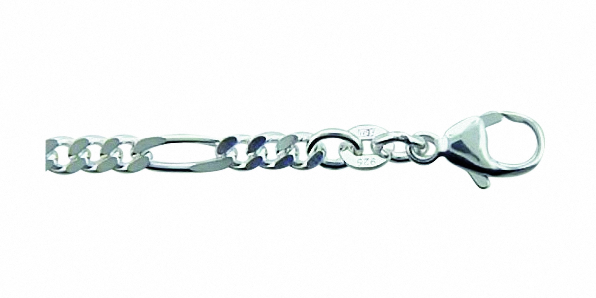 Silberkette ADELIA´S "Damen 925 Silber Figaro Halskette 50 cm Ø 3,4 mm", silber, Halsketten, Damen, 50, Silber 925 (Sterlingsilber), Silberkette, Silberschmuck für Damen