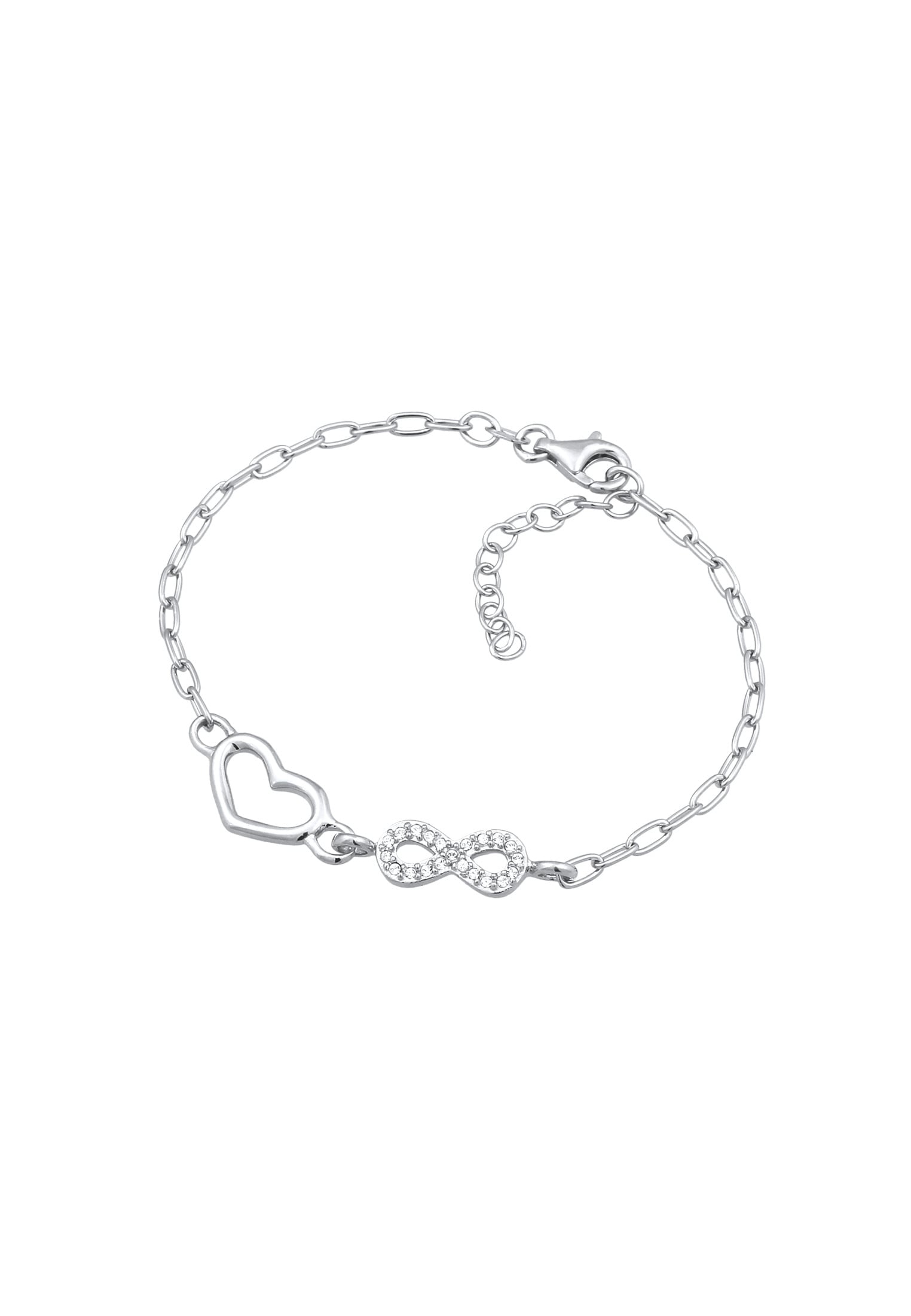 Elli Armkette »Armband Herz Infinity Glas Kristalle 925 Sterling Silber«