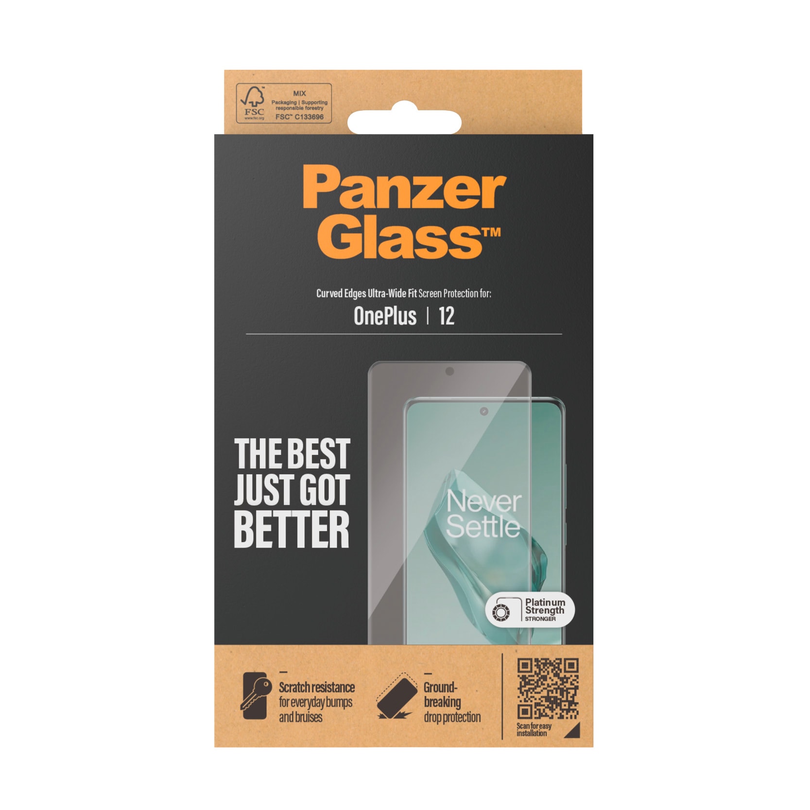 PanzerGlass Displayschutzglas »Curved Edges Ultra-Wide Fit Screen Protection«, für OnePlus 12, Displayschutzfolie, Schutzfolie, Bildschirmschutz, kratz- & stoßfest