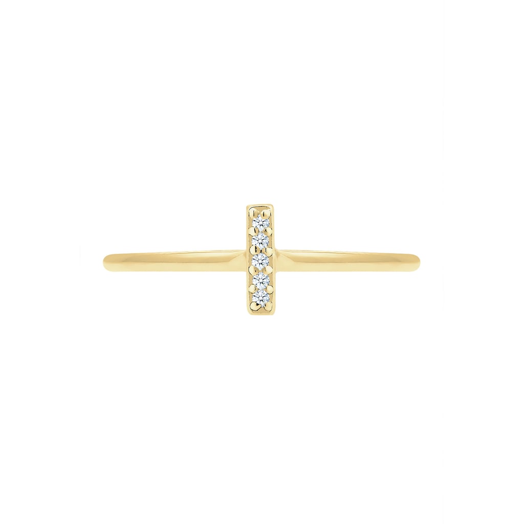 Elli DIAMONDS Diamantring »Kreuz Symbol Geo Diamant (0.025 ct.) 375 Gelbgold«