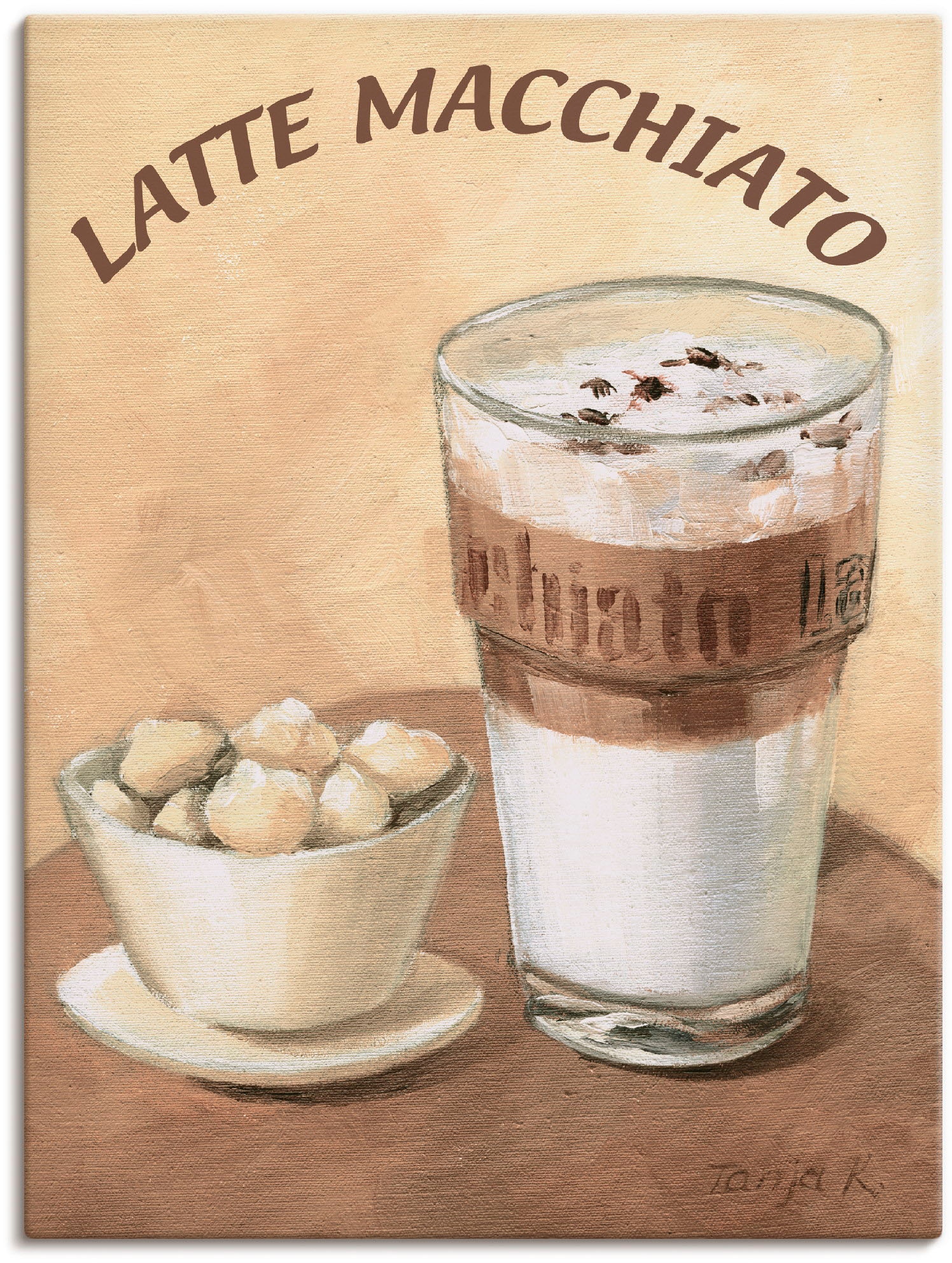 Artland Leinwandbild "Latte Macchiato" Getränke 1 Stk. tlg. auf Holzrahmen gespannt