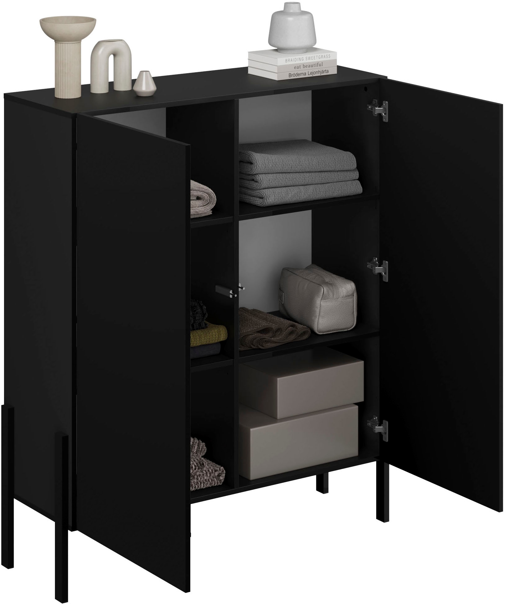 OTTO home Kommode »Jukon, Breite 110 cm, moderne grifflose Hochschrank, 2Türen« Highboard mit viel Stauraum, push-to-open-Funktion