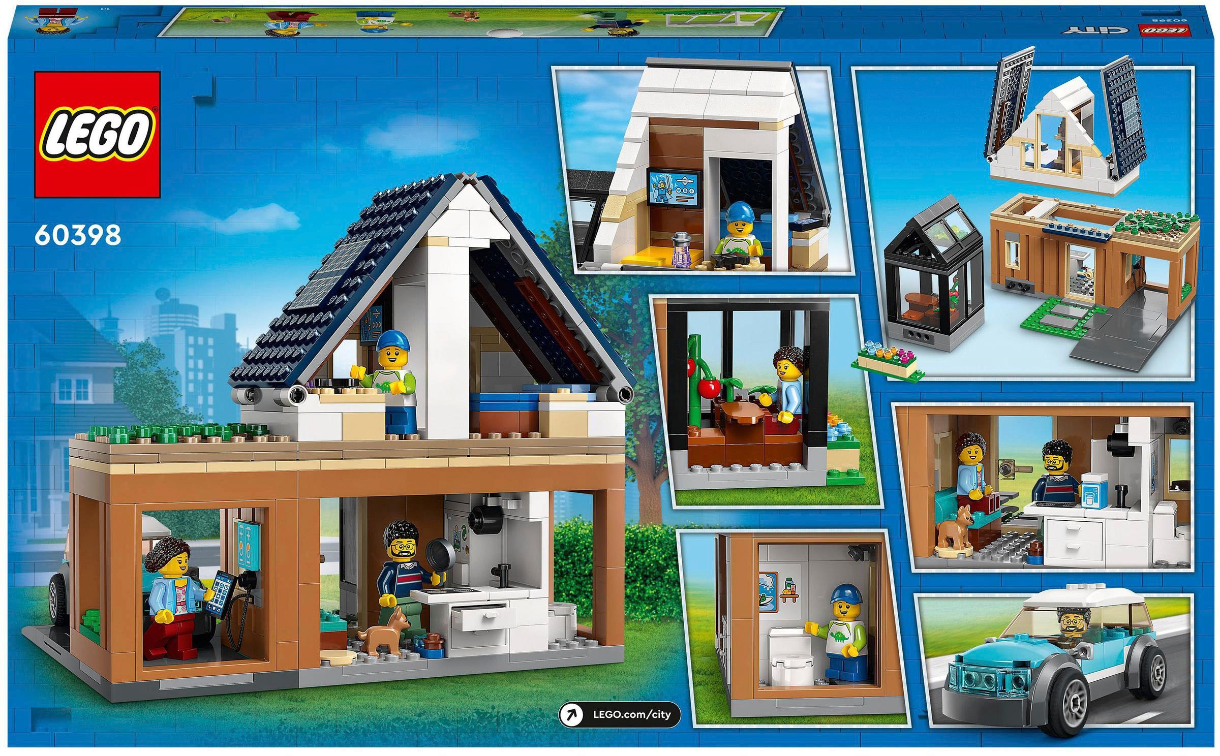 LEGO® Konstruktionsspielsteine »Familienhaus mit Elektroauto (60398), LEGO® City«, (462 St.), Made in Europe