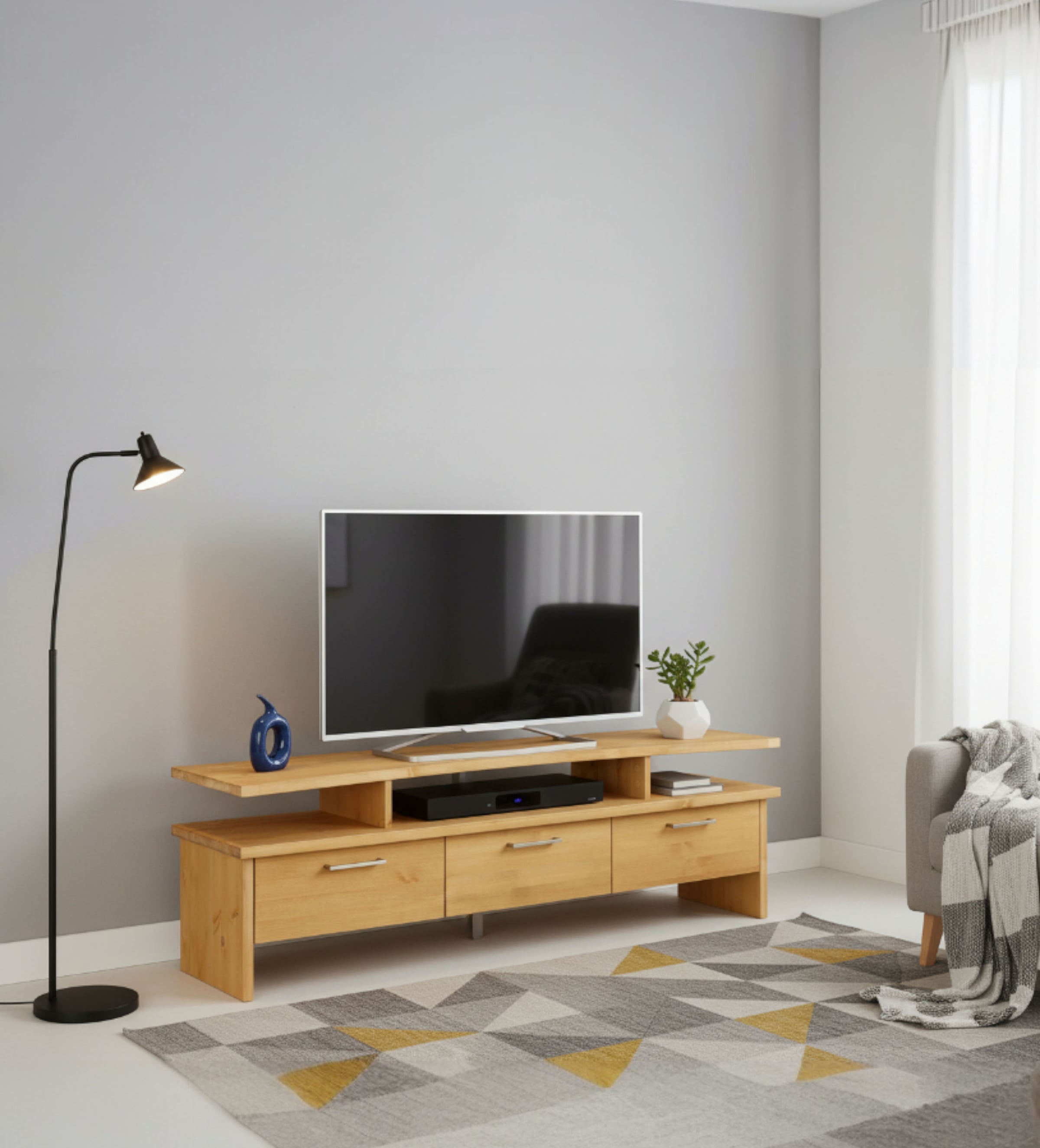 Home affaire TV-Board "Ixo, TV-Kommode, TV-Bank aus Massivholz" Breite 148 cm, mit 3 Schubladen, aus masiver Kiefer, FSC