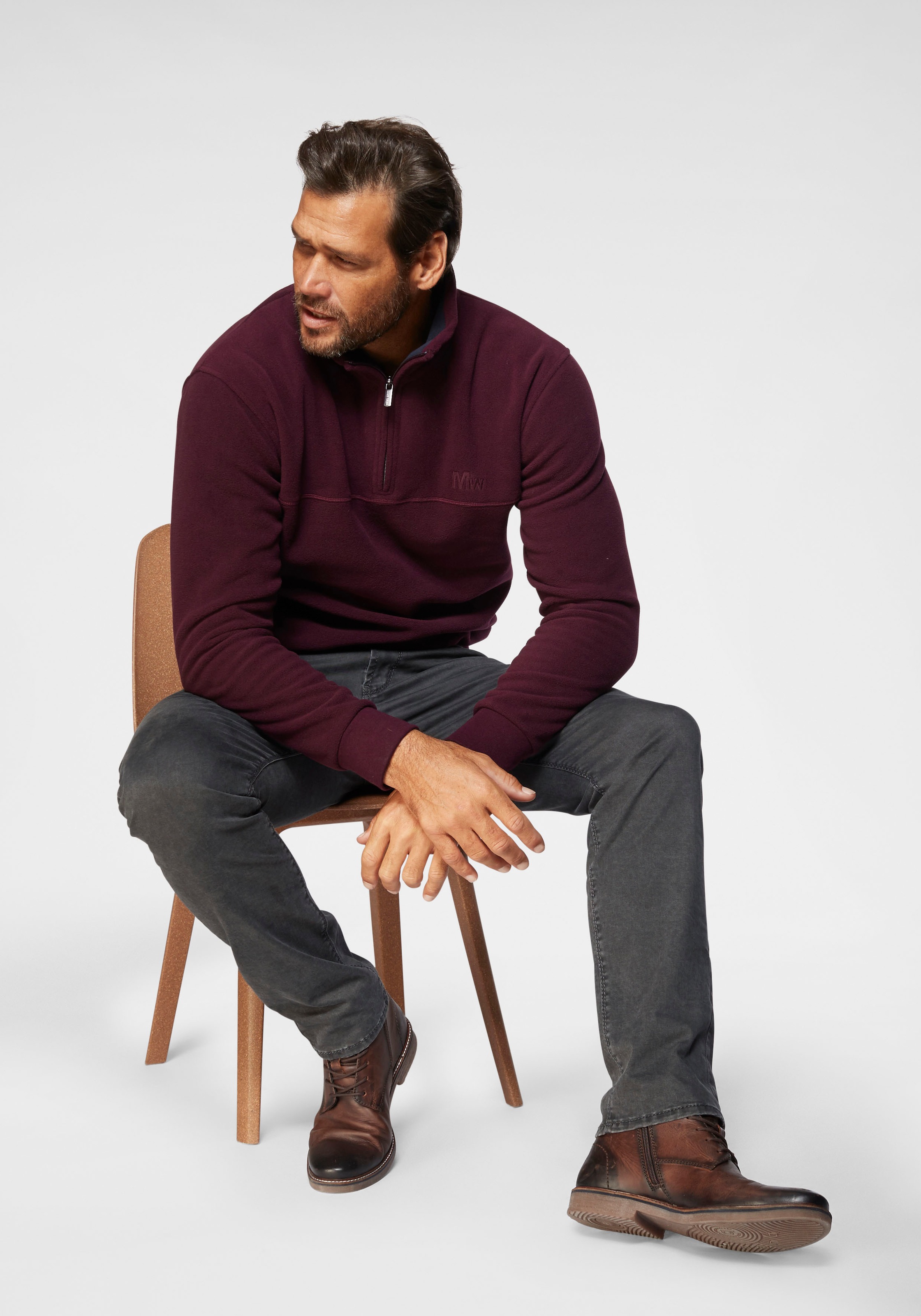 Man's World Fleecepullover Burgund XL 3