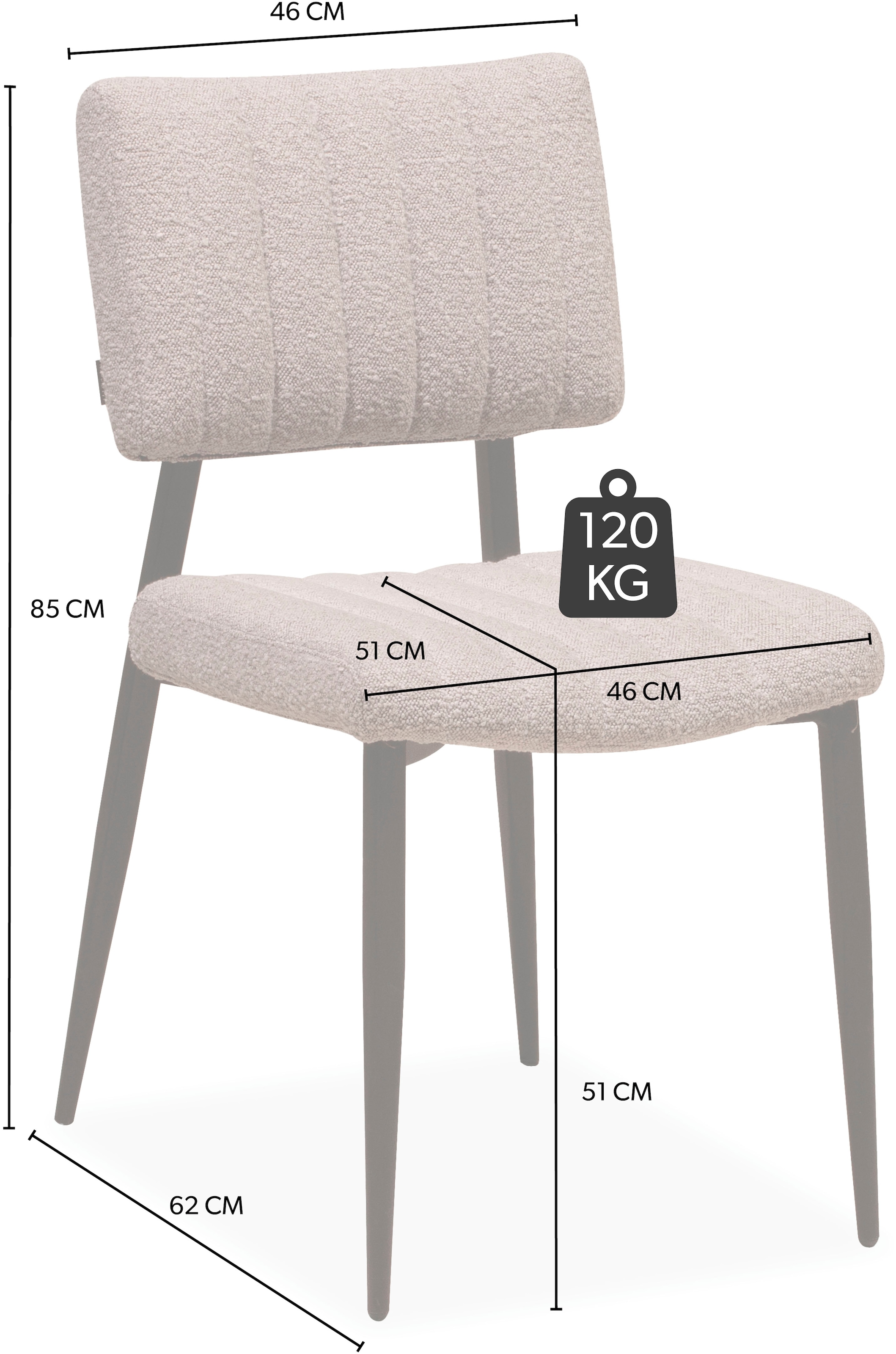 OMG Design Esszimmerstuhl »Dirk«, (Set), 2 St., Stoff, moderner Boucle Bezug, bequem gepolstert