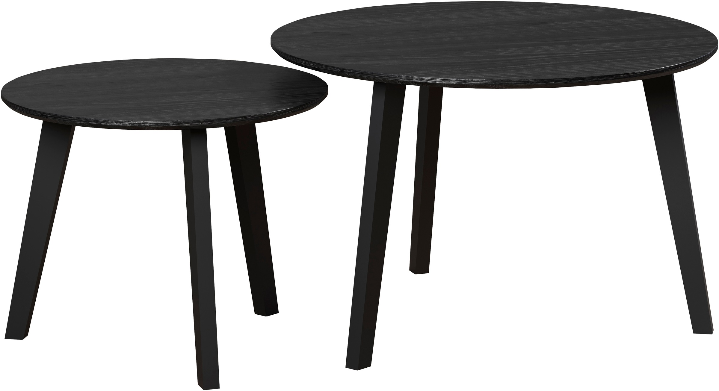 Home affaire Couchtisch "Ronda" Set, 2 Stk. tlg. Beistelltische mit Massivholzfüßen - Maße (B/T/H) 50-70/39-45/50-70 cm