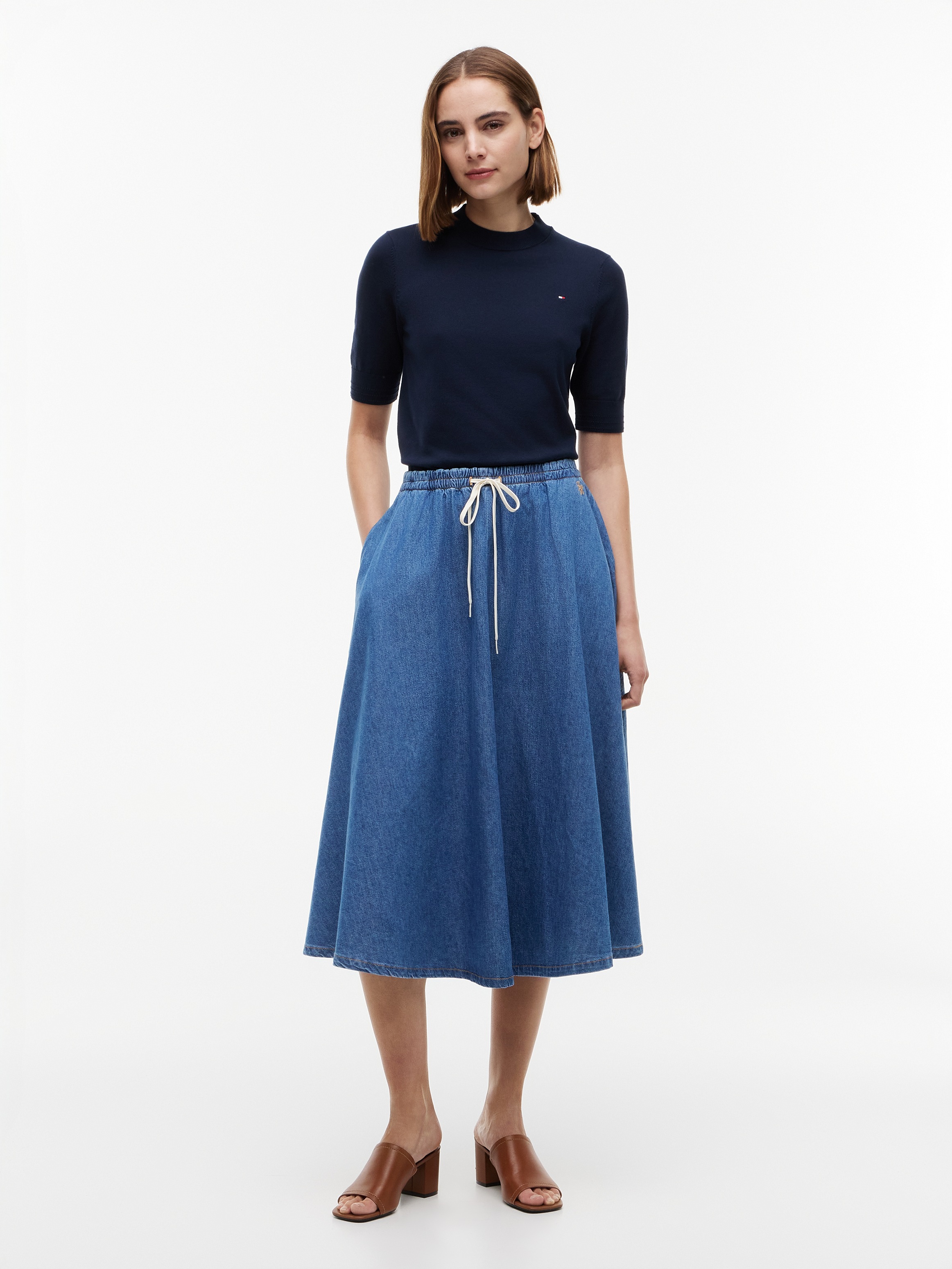 Tommy Hilfiger Jeansrock »MIDI FLARED SKIRT MIA RW« Baumwolle, in ausgestellter Form