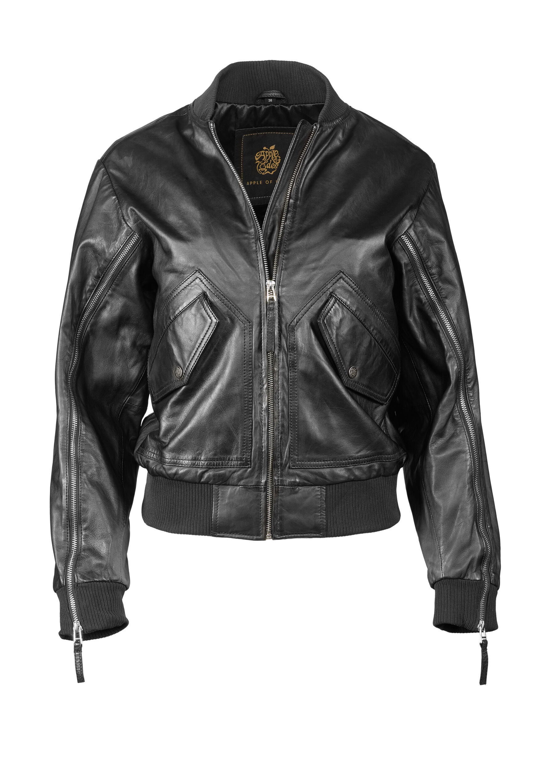 Apple of Eden Lederjacke "Apple of Eden Lederjacke AOE-143" ohne Kapuze mit Reißverschlüsse an den Ärmeln