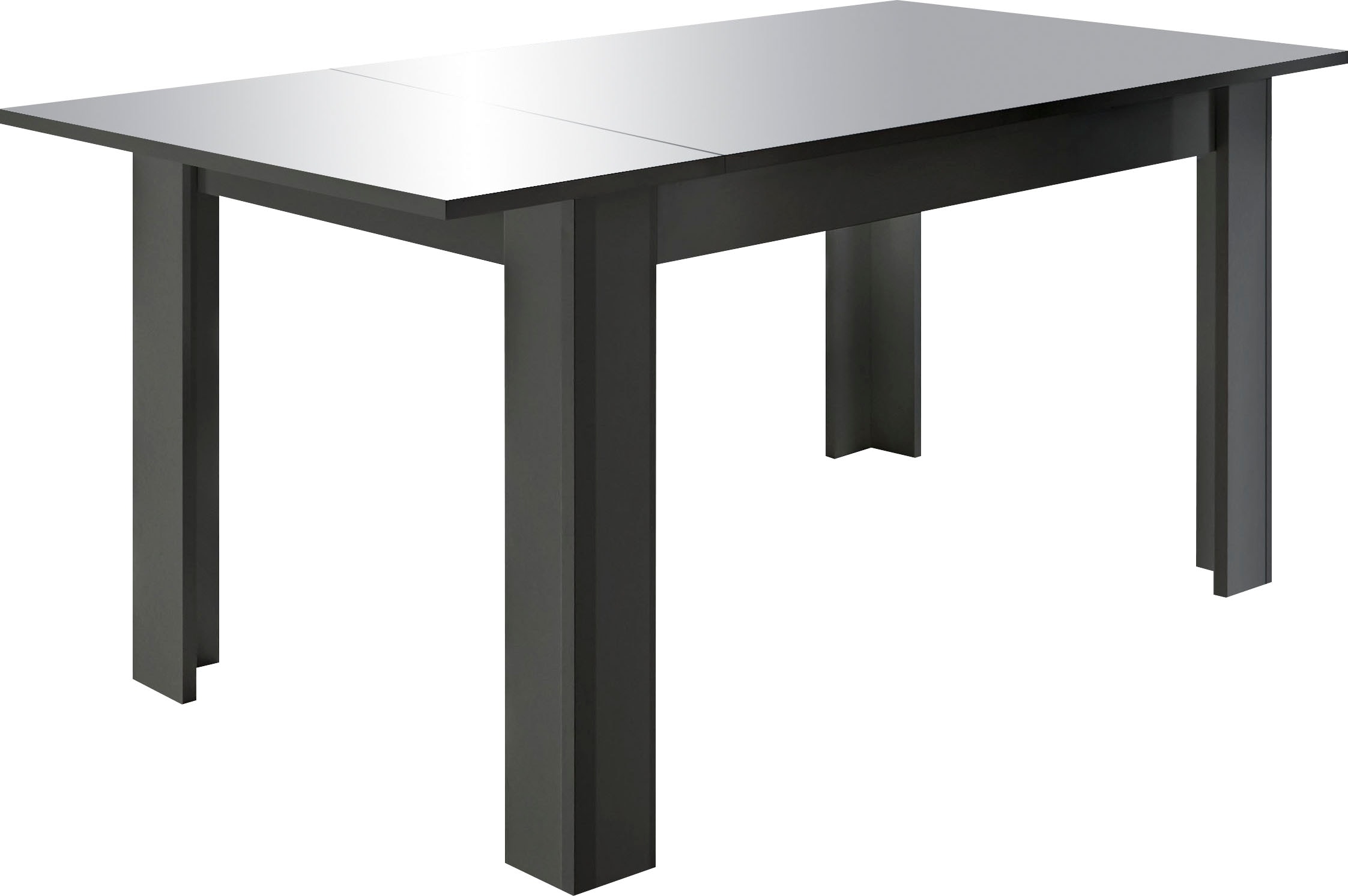 INOSIGN Esstisch »Dama 137x90x79 cm (BxTxH), Esszimmertisch Anthrazit Hochglanz Lack,«, moderner rechteckiger Küchentisch, ausziehbar, erweiterbar auf 185 cm