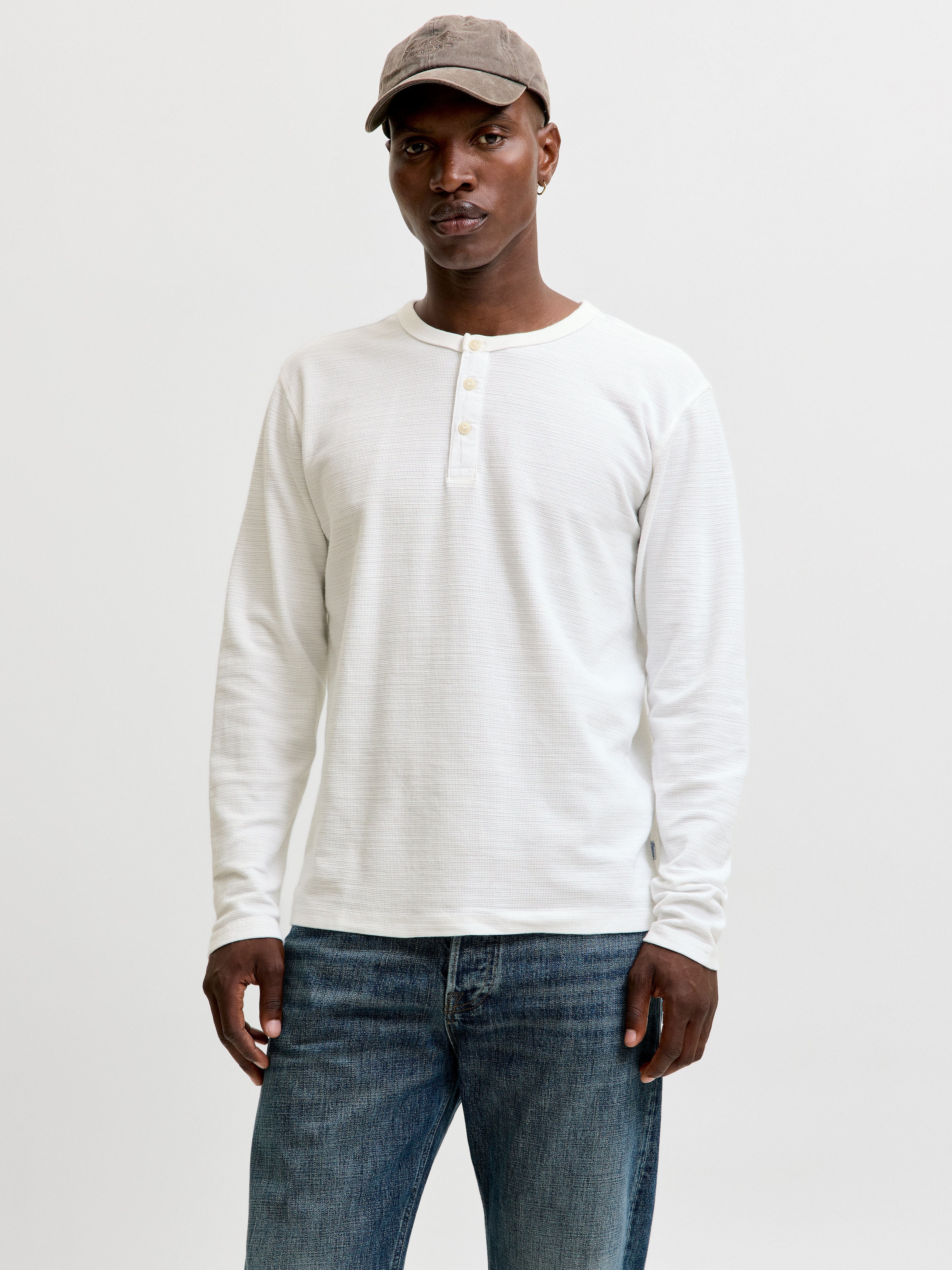 Jack & Jones Langarmshirt "JPRBLUAARON LS HENLEY TEE" Baumwollmischung