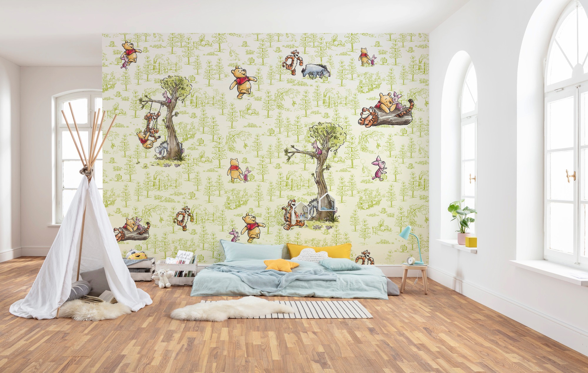 Komar Vliestapete "Digitaldruck Vlies - Winnie the Pooh Friends - Größe 300 x 280 cm" bedruckt glatt Kinderzimmer