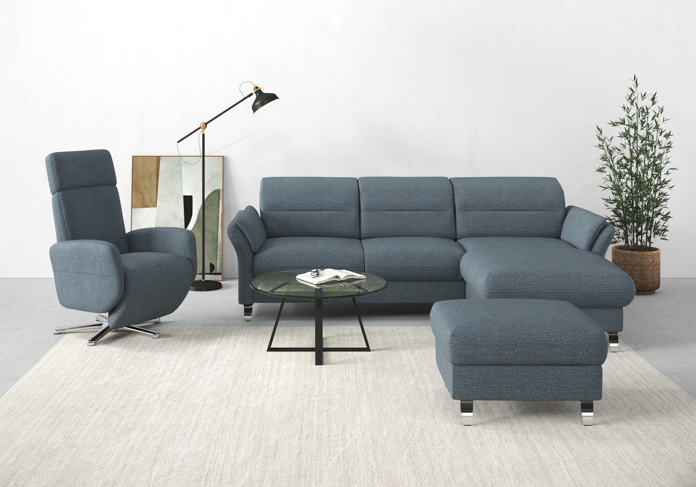 sit&more Ecksofa "Grenoble L-Form mit Federkern" wahlweise mit Schlaffunktion, Bettkasten, Arm- und Kopfteilverstellung