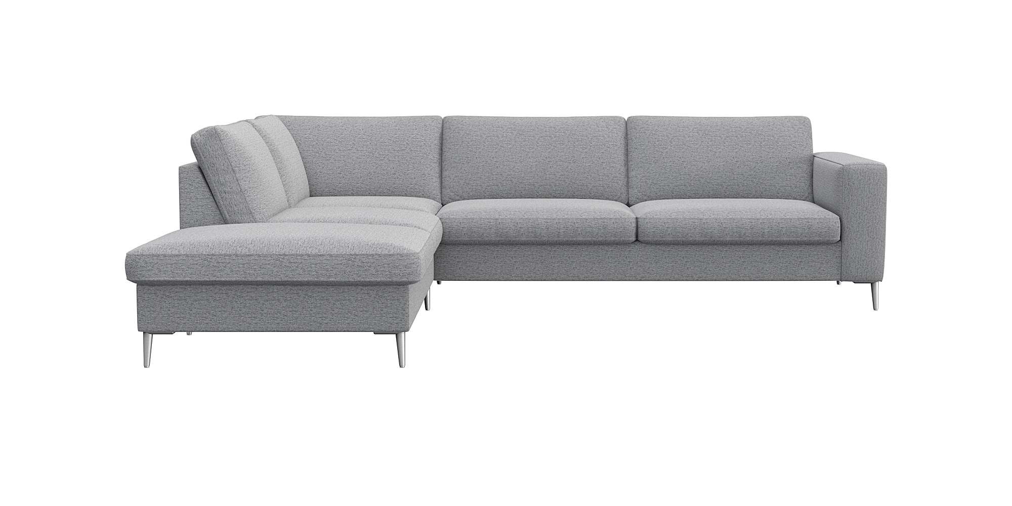 FLEXLUX Ecksofa "Fiore, super Sitzkomfort durch Kaltschaum im Sitz, L-Form" breite Armlehnen, Füße Alu
