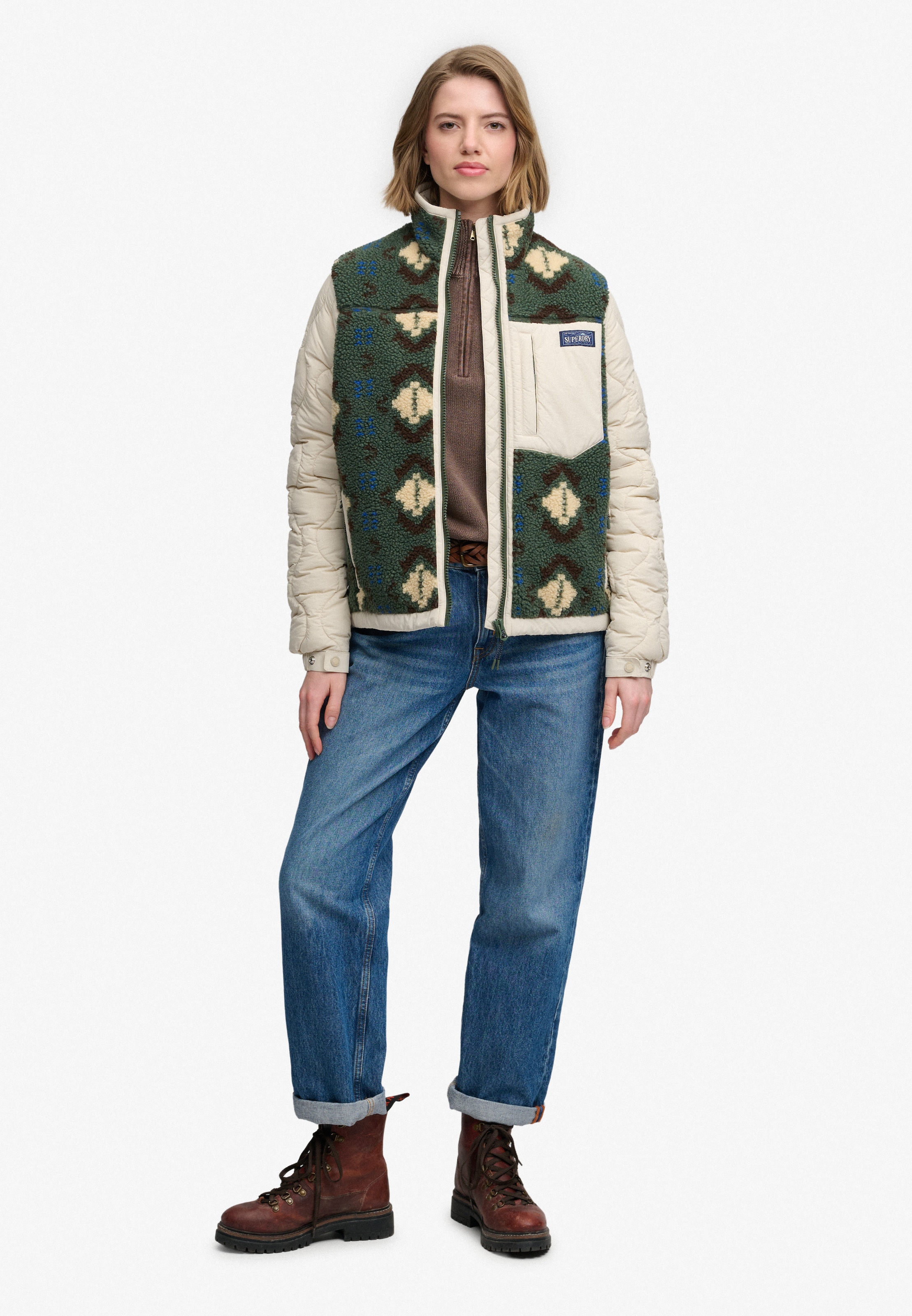 Superdry Fleecejacke »FLEECE ONION QUILT HYBRID« Kunstfaser, relaxed fit