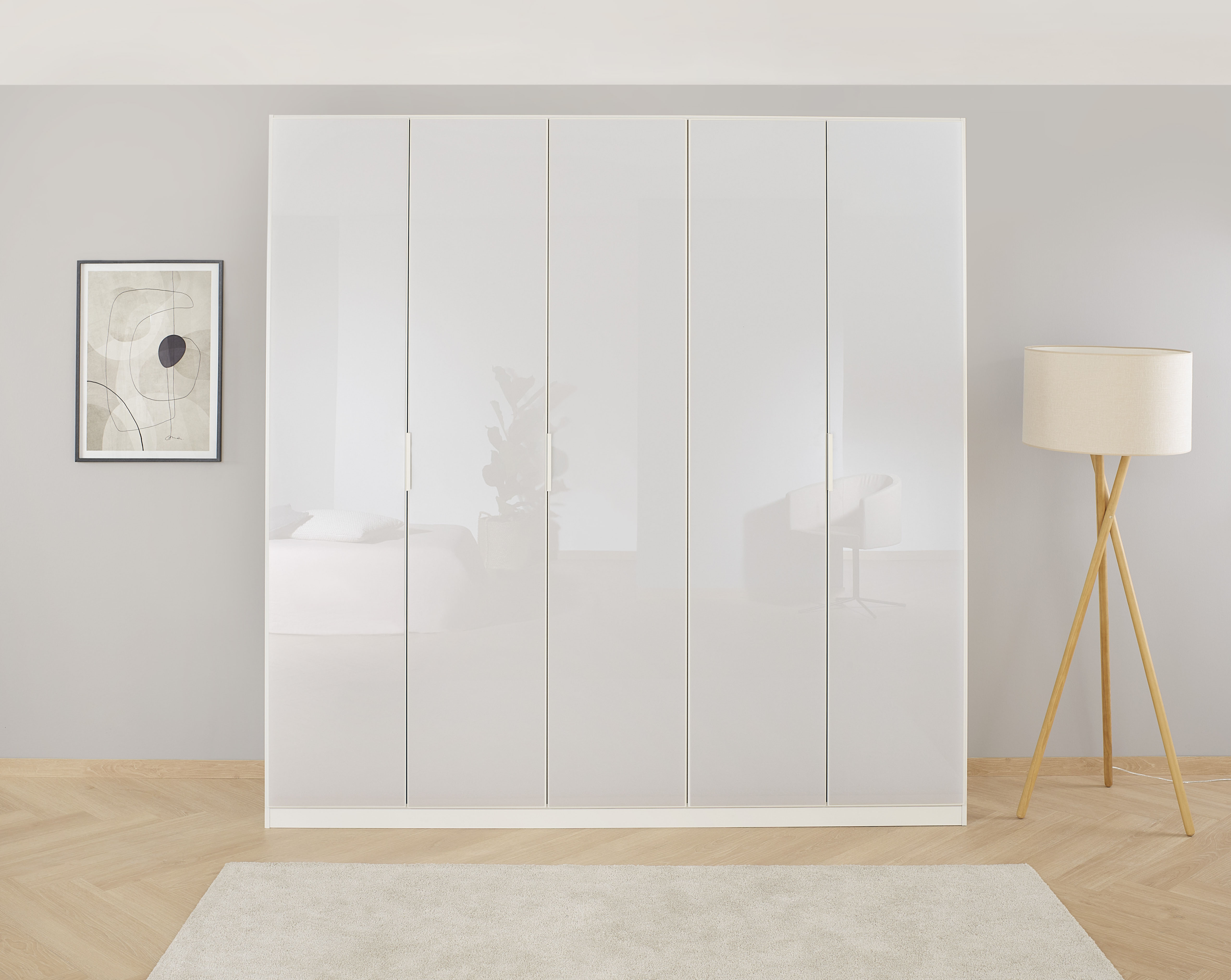 OTTO home "Mehrzweckschrank Aktenschrank Möbel Mietswohnung Schlafzimmer KOLUNA" Breiten 181/226/271/315 cm Höhen 210/229 cm, hochwertige Glas-Front, inkl. 2 Innenschubladen sowie extra Einlegeböden MADE IN GERMANY