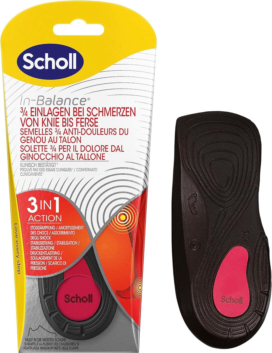 Scholl "In-Balance 3/4 bei Schmerzen Knie bis Ferse" Sohlen bei Schmerzen von Knie bis Ferse