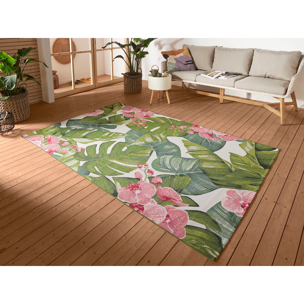 HANSE Home Outdoorteppich »Tropical«, rechteckig, In-& Outdoor, Teppich, Wetterfest, Balkon, Garten, Wohnzimmer, Floral