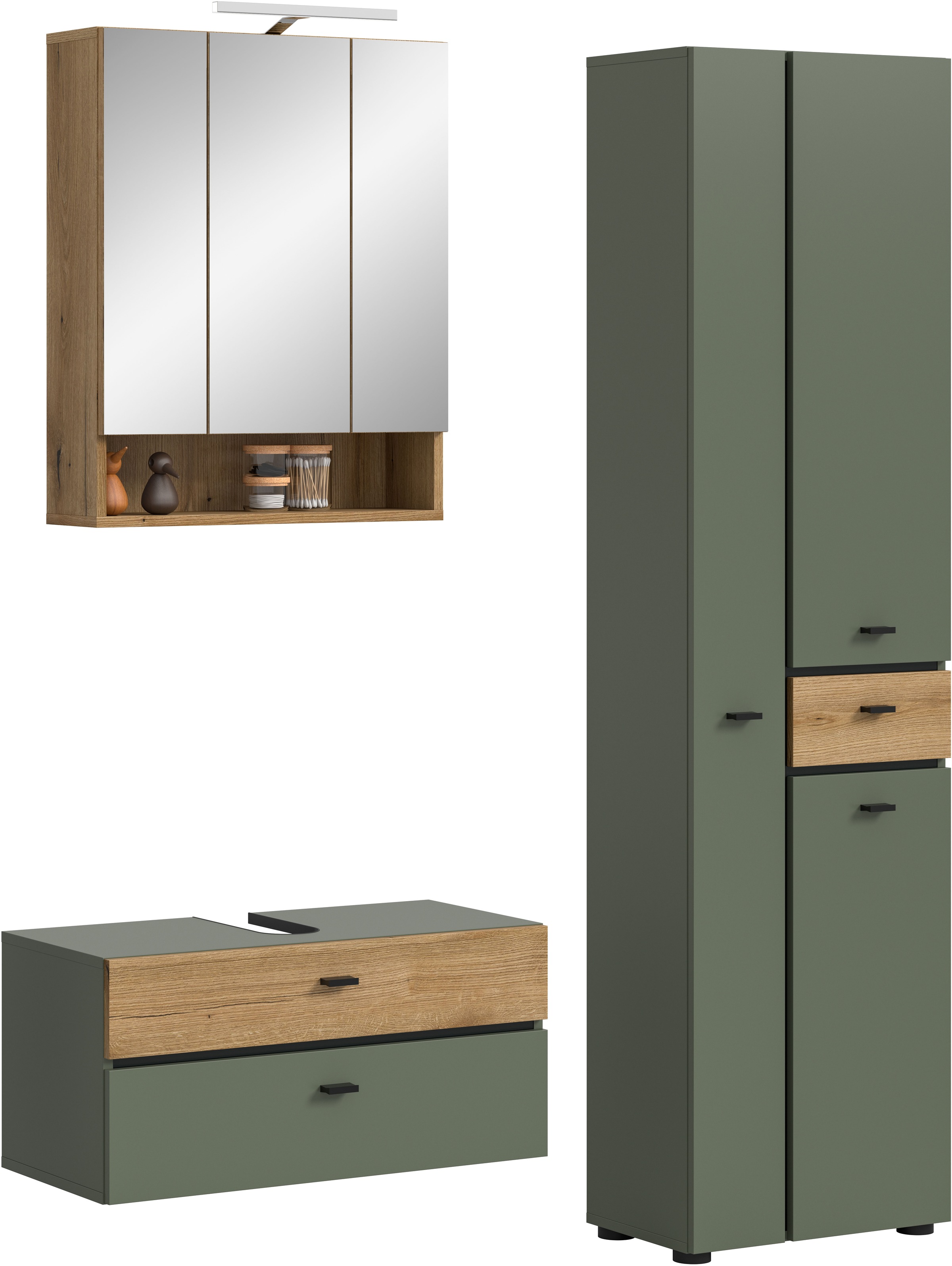 welltime Badmöbel-Set "VANN, 3-teilige moderne Badkombination, inkl. Beleuc günstig online kaufen