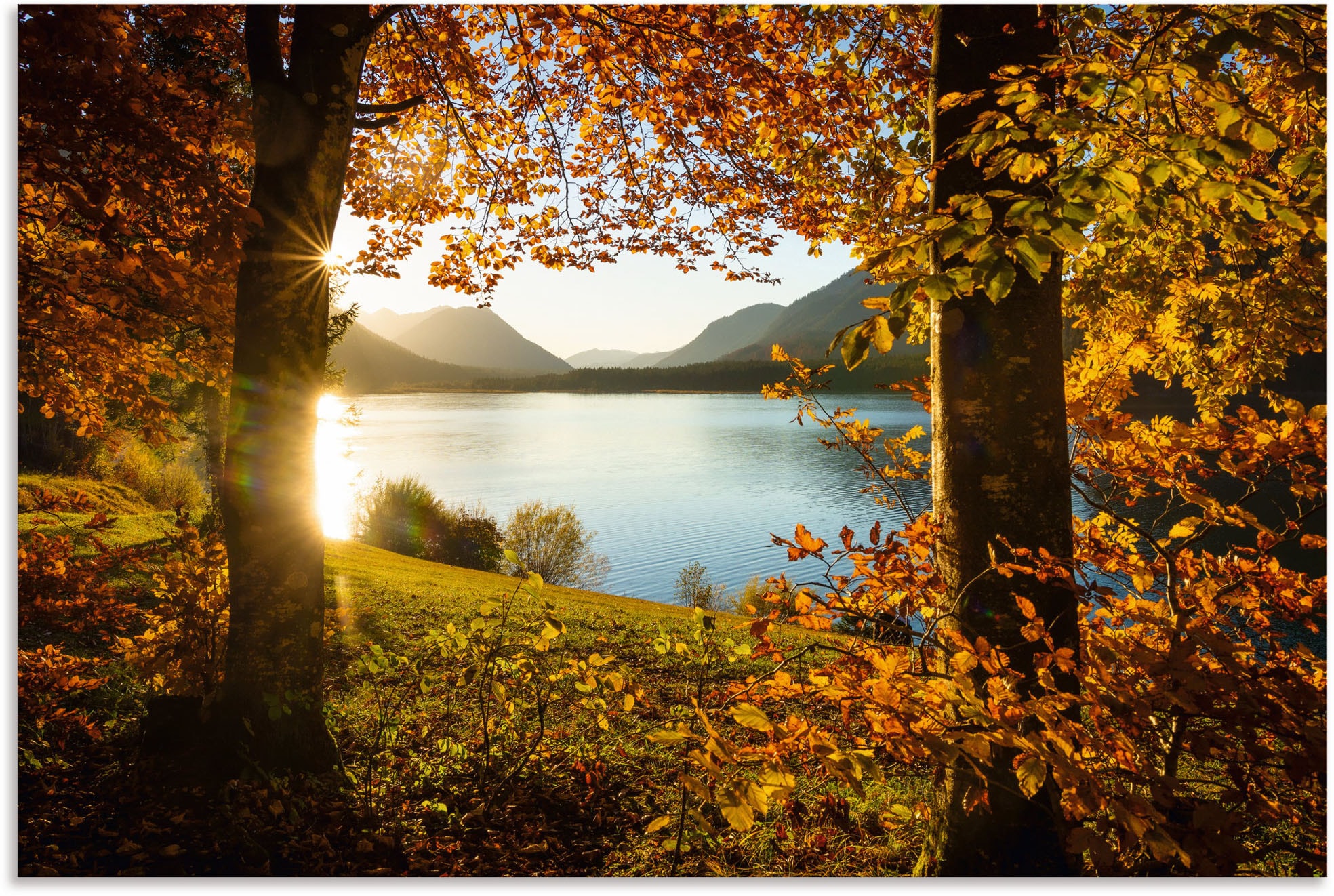 Artland Wandbild "Herbst am Sylvensteinsee" Gewässer 1 Stk. tlg. als Alubild, Leinwandbild in verschied. Größen