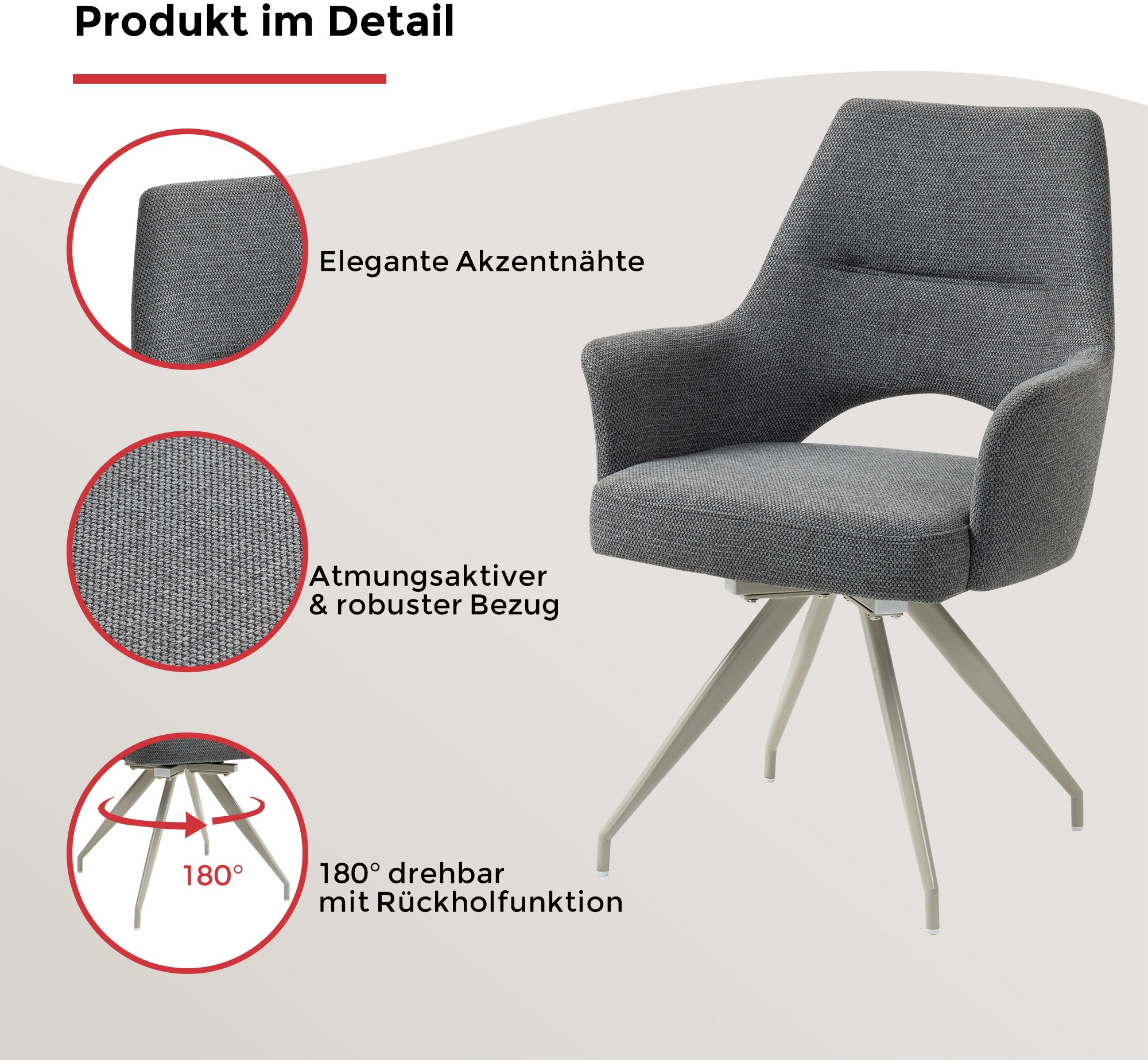 Duo Collection 4-Fußstuhl »Maila« () 2 Stk.180° drehbar mit Rückholfunktion