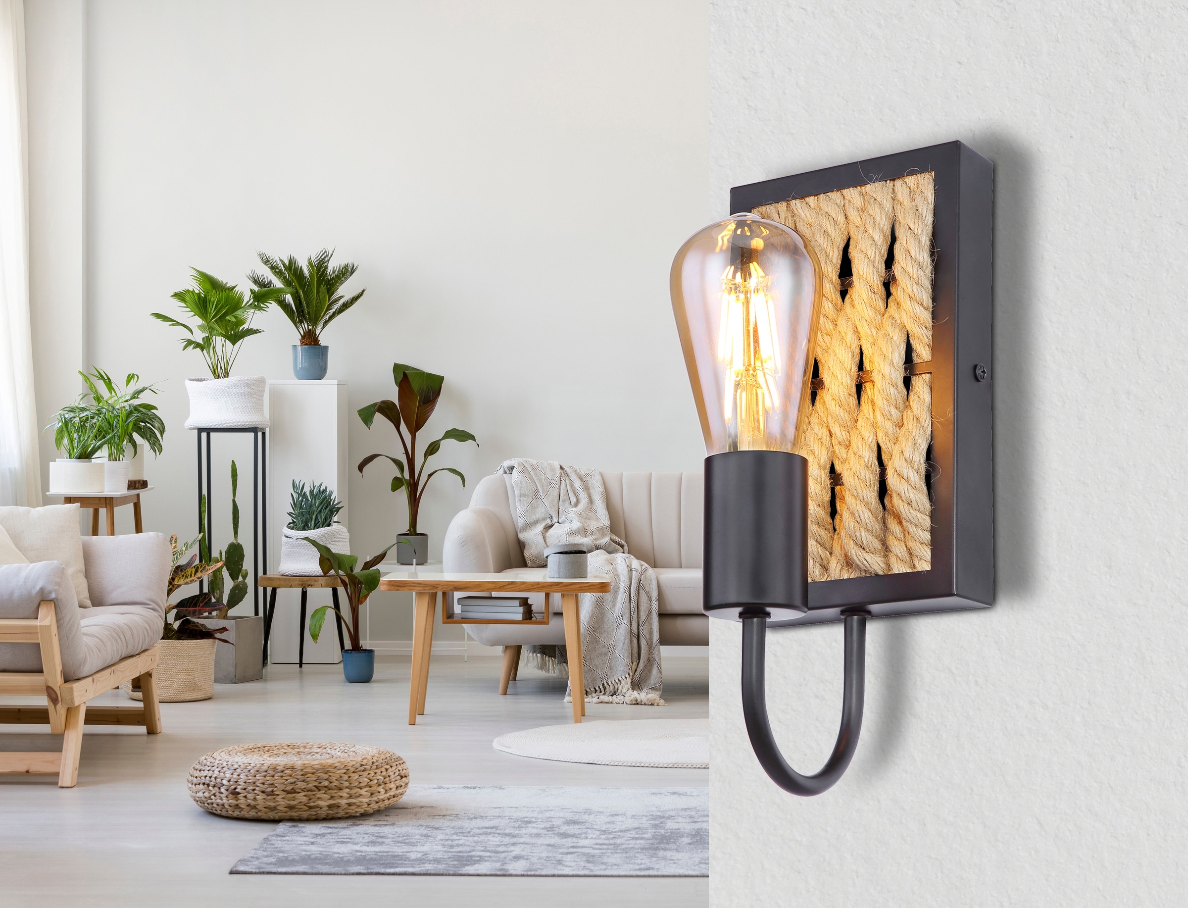 GLOBO LIGHTING Wandleuchte »HALIA« E27 1 Stk. Wandleuchte für Flur & Wohnzimmer schwarz
