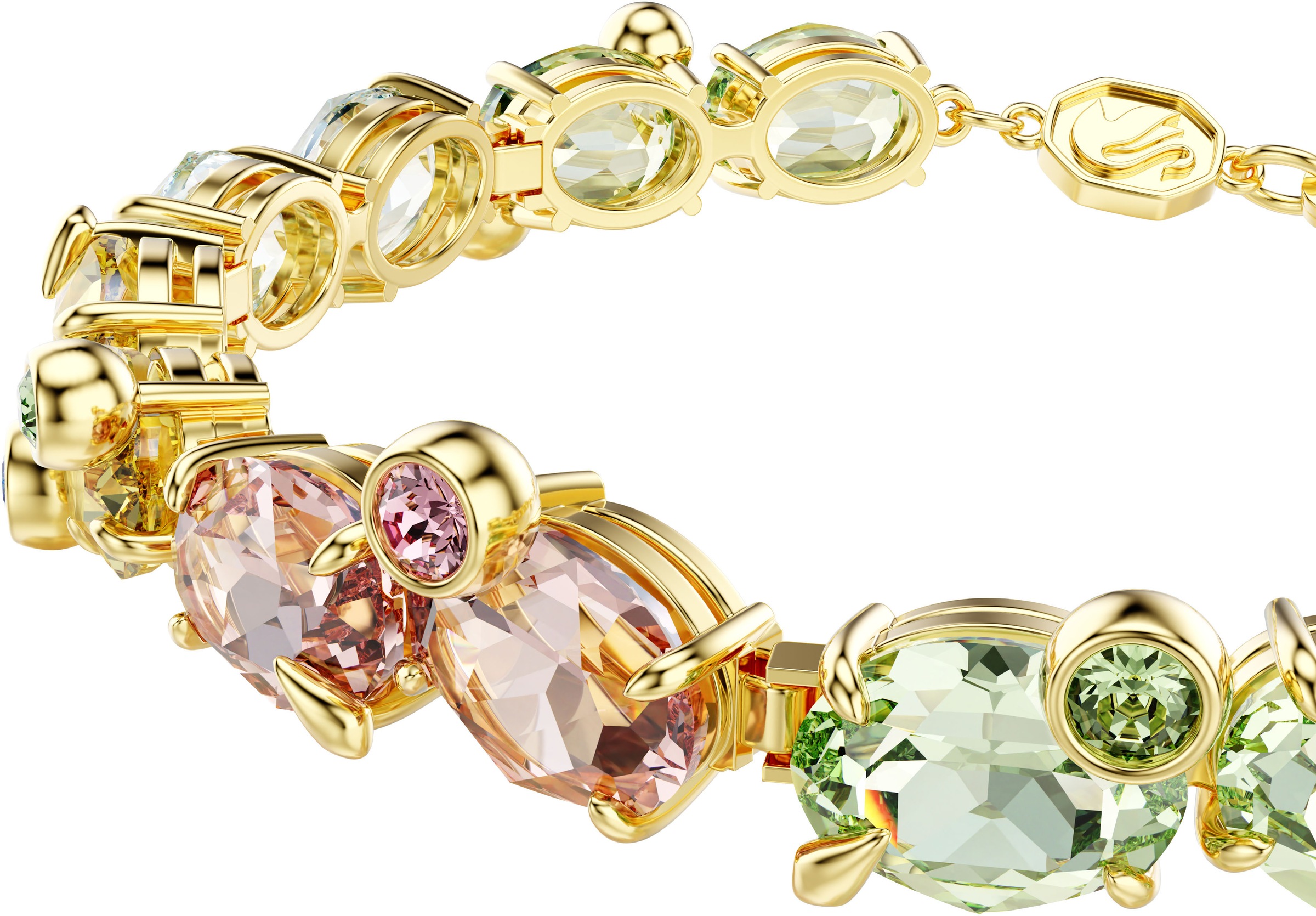 Armband SWAROVSKI "Schmuck Geschenk Gema Tennis Armkette", gold (gelbgoldfarben, pink, grün, blau, gelb, pink, grün, blau, gelb), Armbänder, Damen, Metall, Armband, mit Swarovski Kristall 4