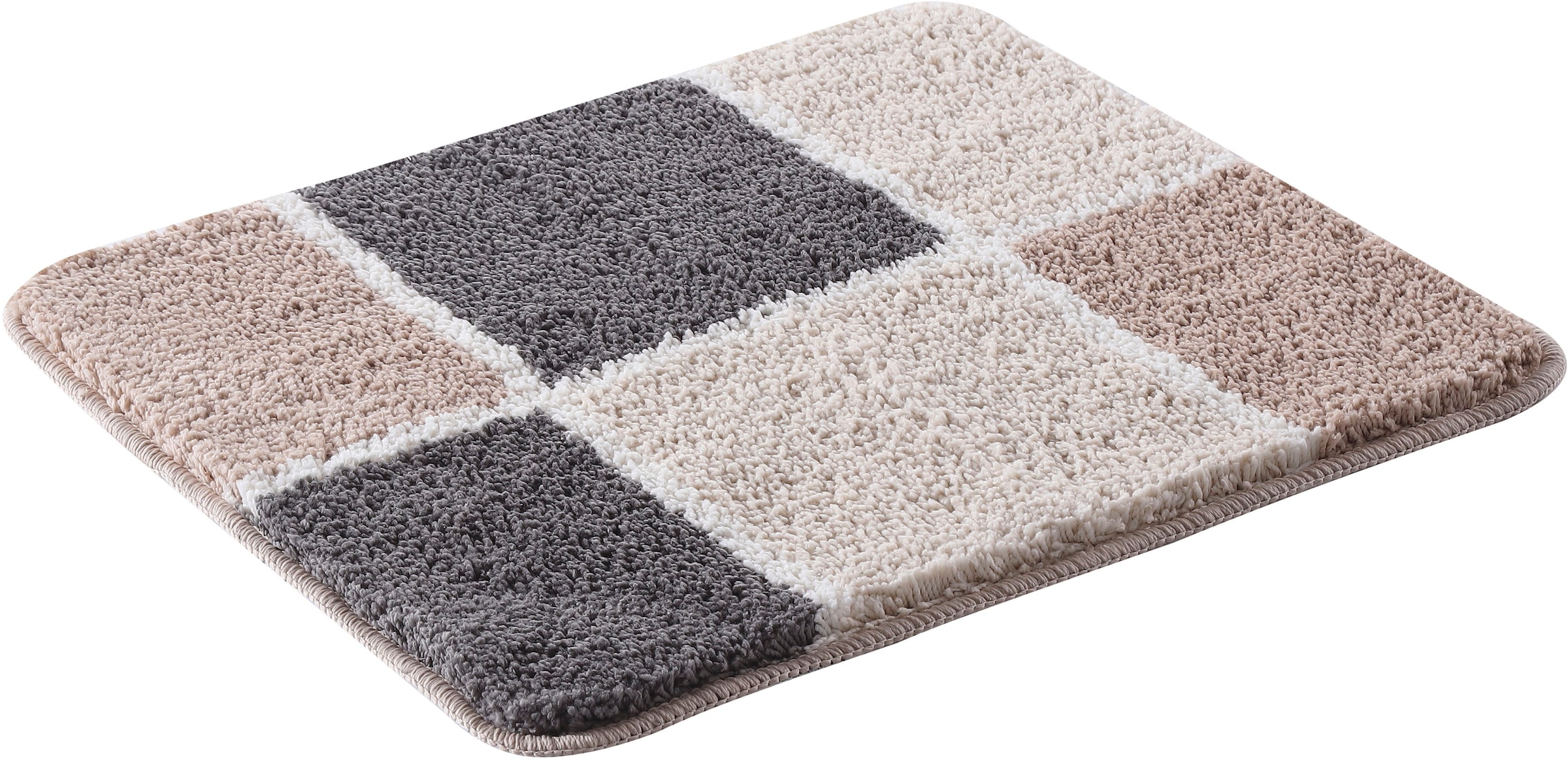 my home Badematte »Anna mit Kachelmuster, Badvorleger, Badezimmer Teppich, Duschvorleger«, rutschhemmend beschichtet, strapazierfähig, Badteppich, Hoch Tief Effekt, Modern, Weich