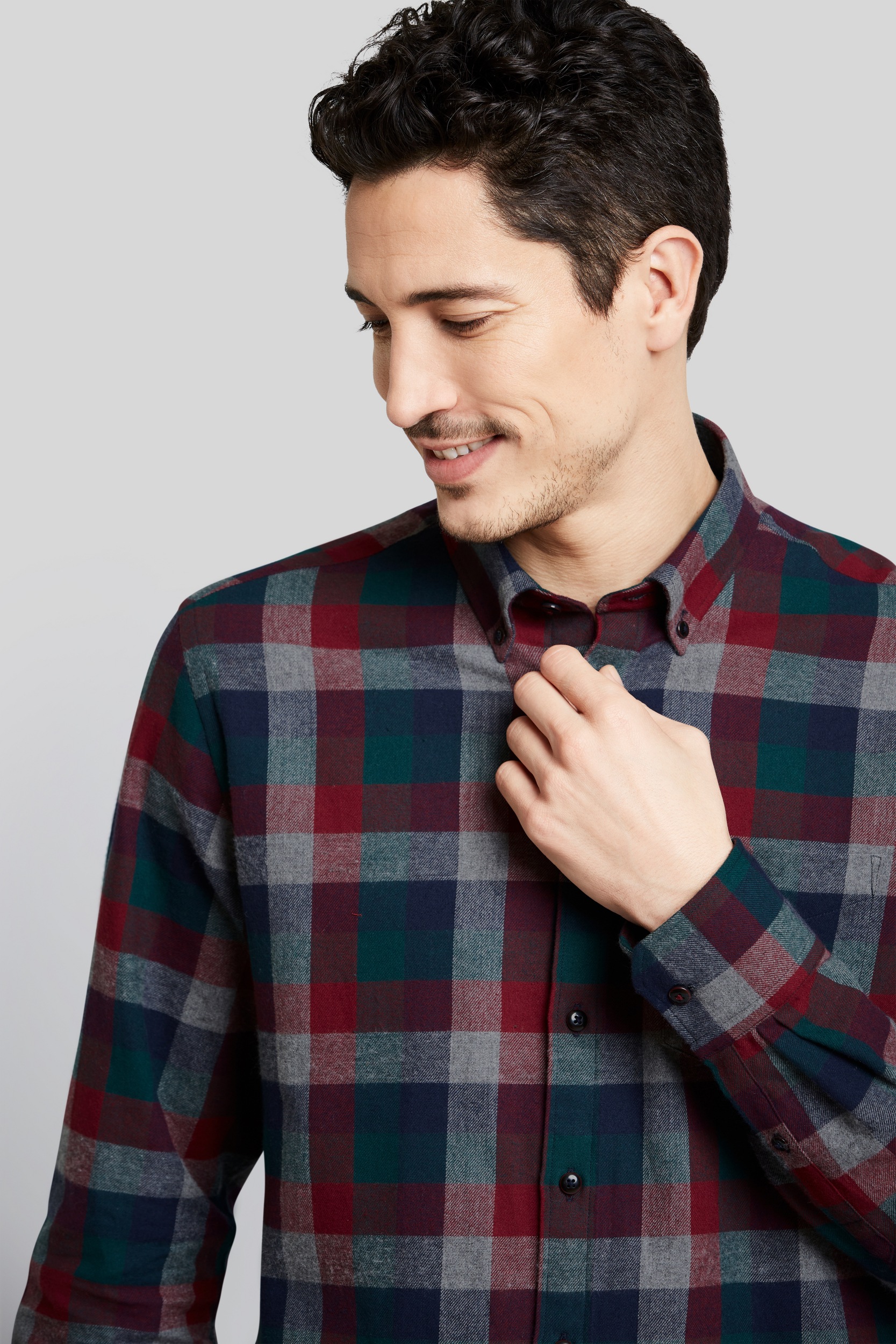 bugatti Langarmhemd, mit Button-Down-Kragen