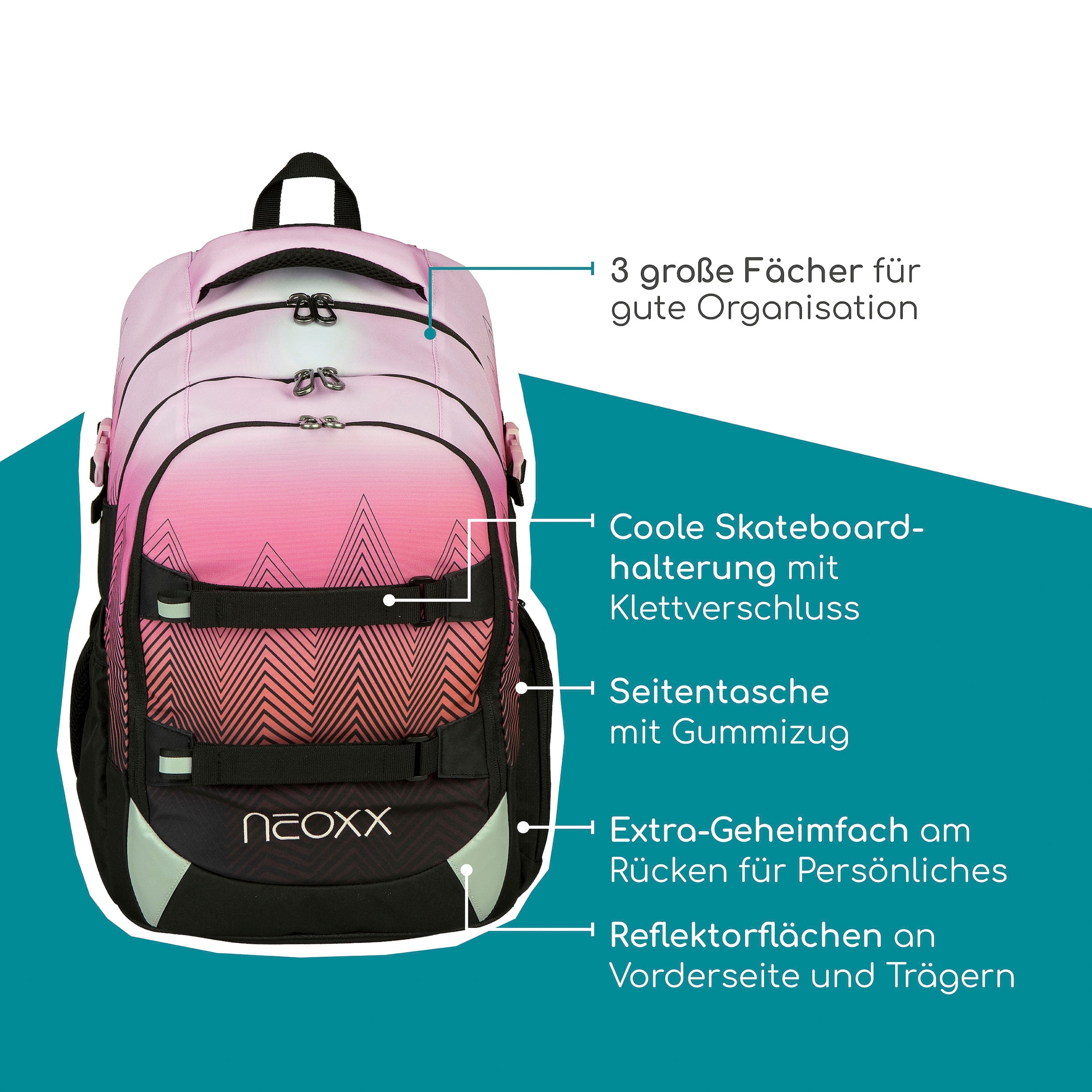 neoxx Schulrucksack »Active Pro, Sweet like Sunset«