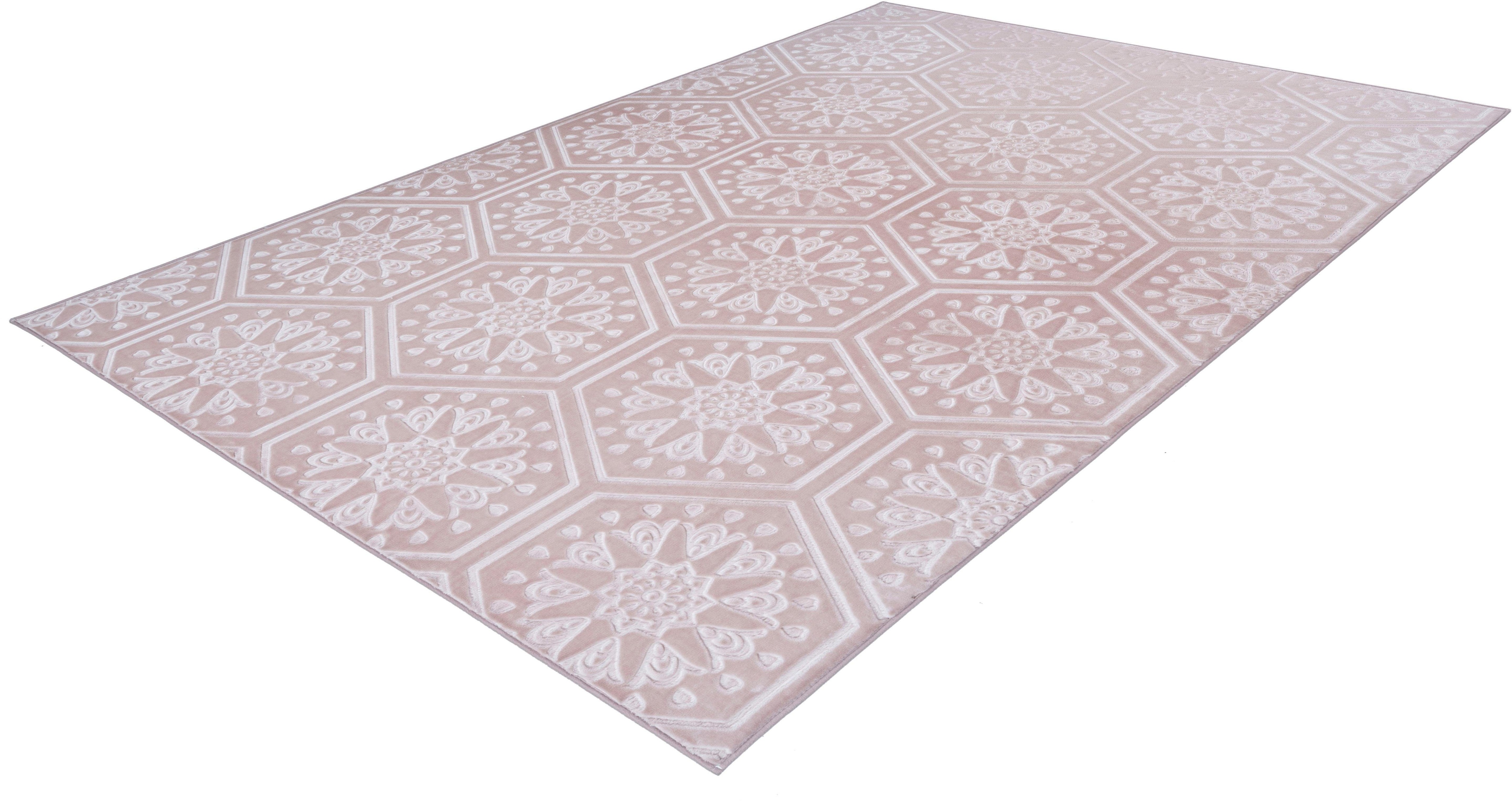 Thumbnail - calo-deluxe Teppich "Latemar 300" rechteckig 7 mm Höhe weiche Fell Haptik, Relief Muster, Wohnzimmer, Schlafzimmer