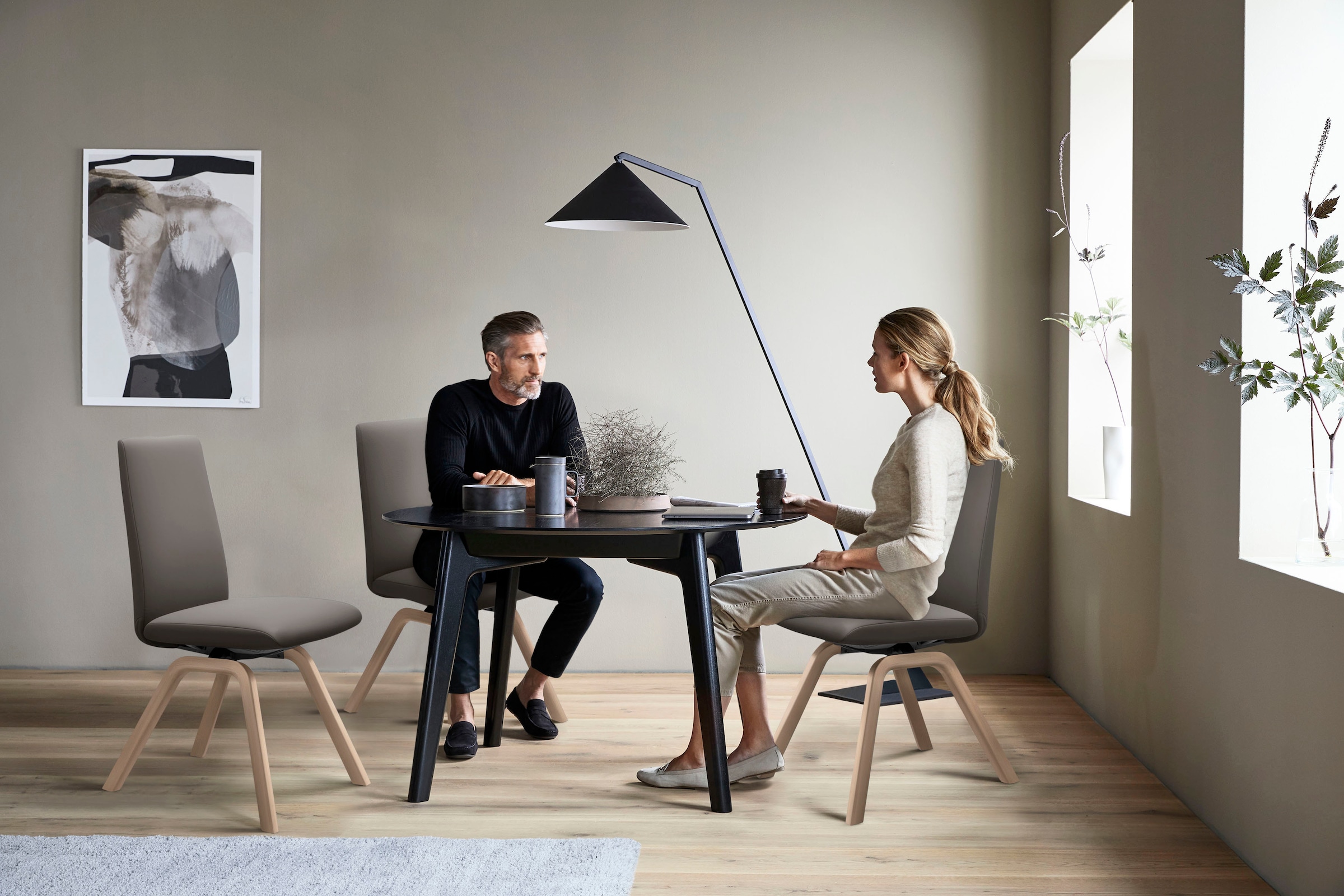 Stressless® Polsterstuhl »Laurel«, Leder PALOMA, Low Back, Größe M, mit schräggestellten Beinen in Eiche natur