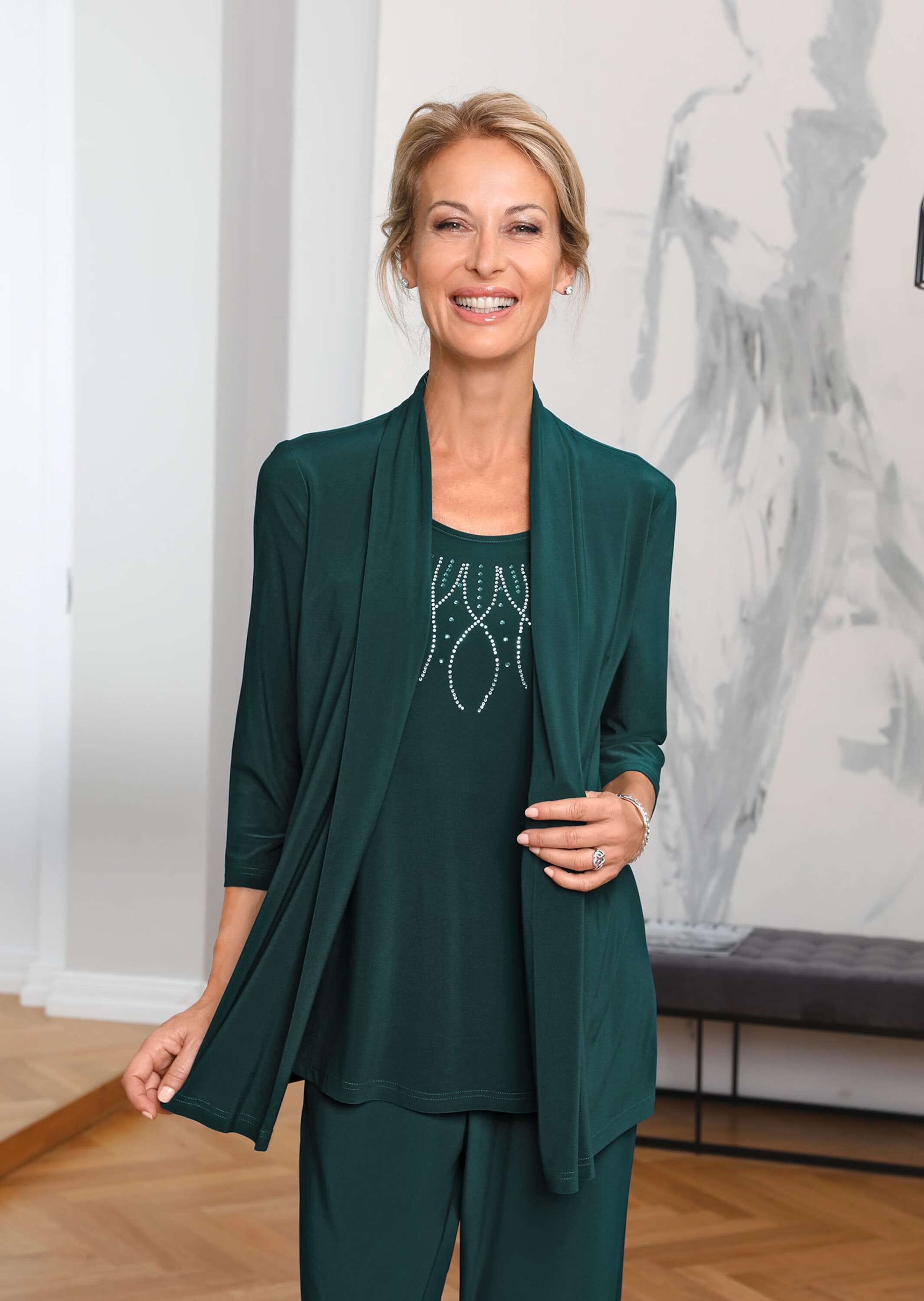 GOLDNER 3/4-Arm-Shirt »Kurzgröße Shirt in Setoptik mit Applikation«