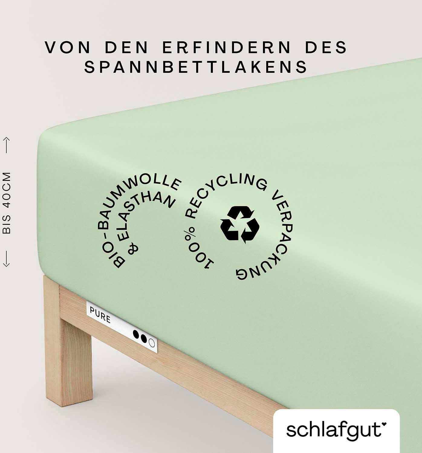 Schlafgut Spannbettlaken "PURE BOXSPRING Bio-Baumwolle mit Elasthan, 170 g/m², Bettlaken" PREMIUM Boxspringbett Laken bis 40 cm Höhe, dehnbar blickdicht, straff