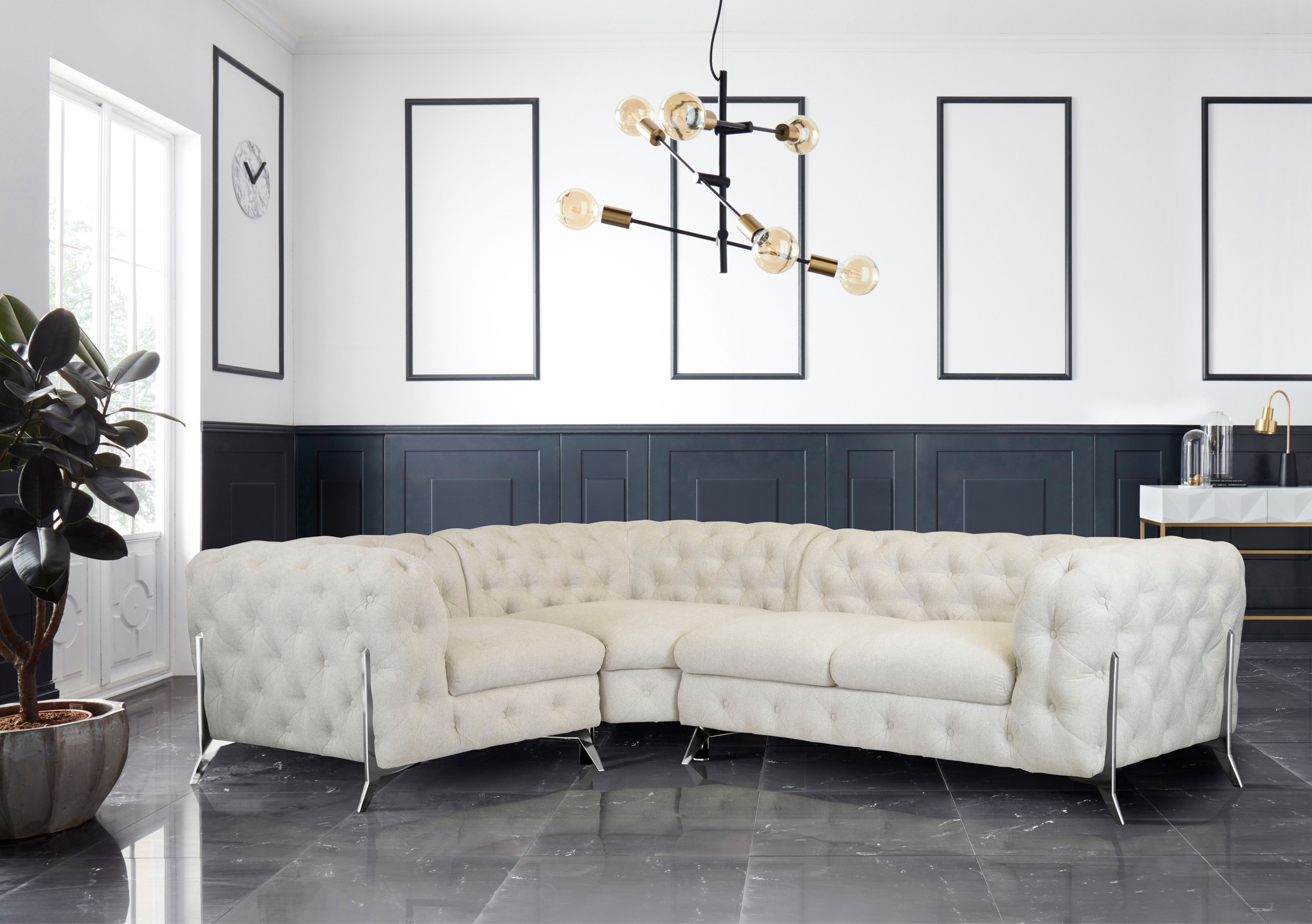 Home affaire Chesterfield-Sofa "Amaury L-Form" moderne Chersterfield-Optik, günstig online kaufen