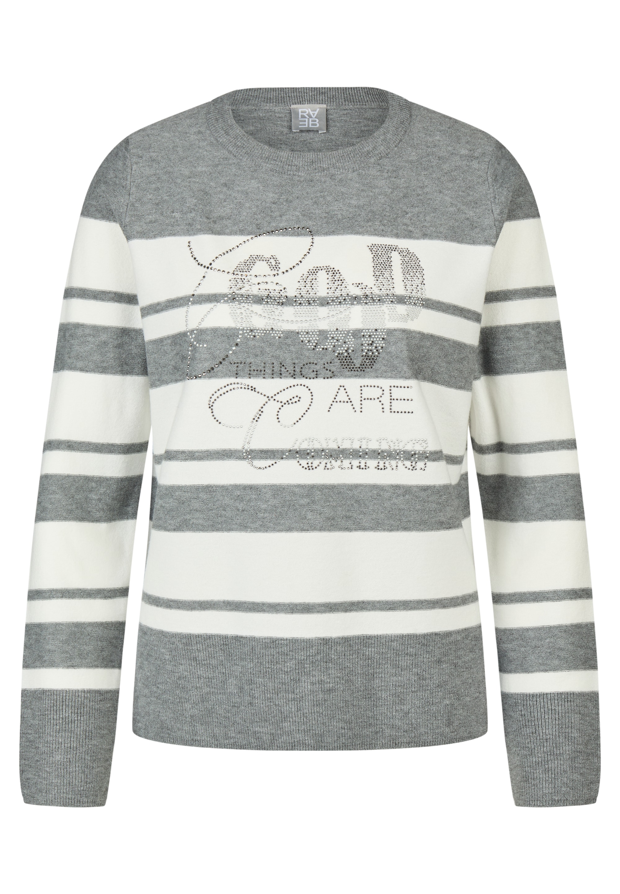 Rabe Strickpullover im Streifen-Look und mit Glitzersteinen