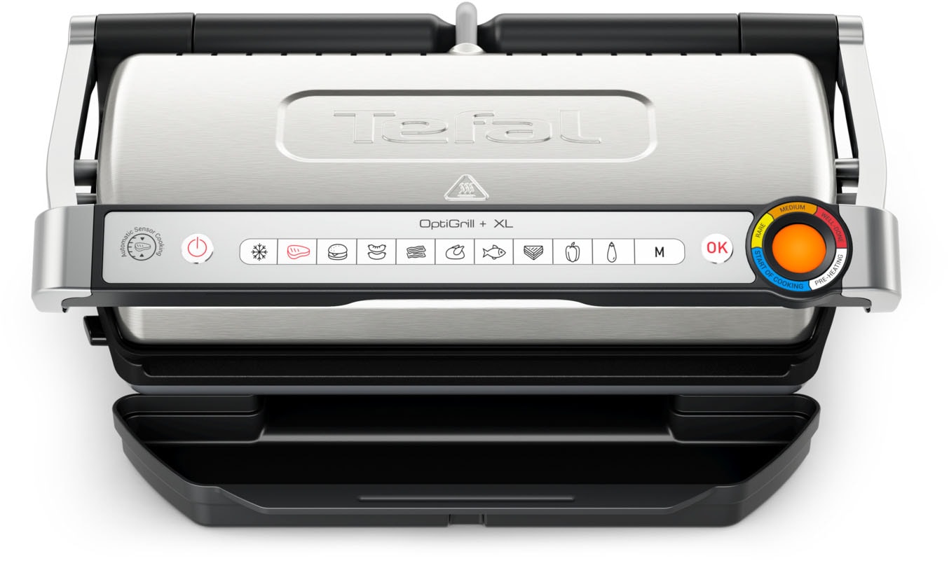 Tefal Kontaktgrill »OptiGrill + XL, erneuerte Kochstufenanzeige, 9 automatische Programme«, 2000 W, manuelles Programm, spülmaschinengeeignete Platten GC727D