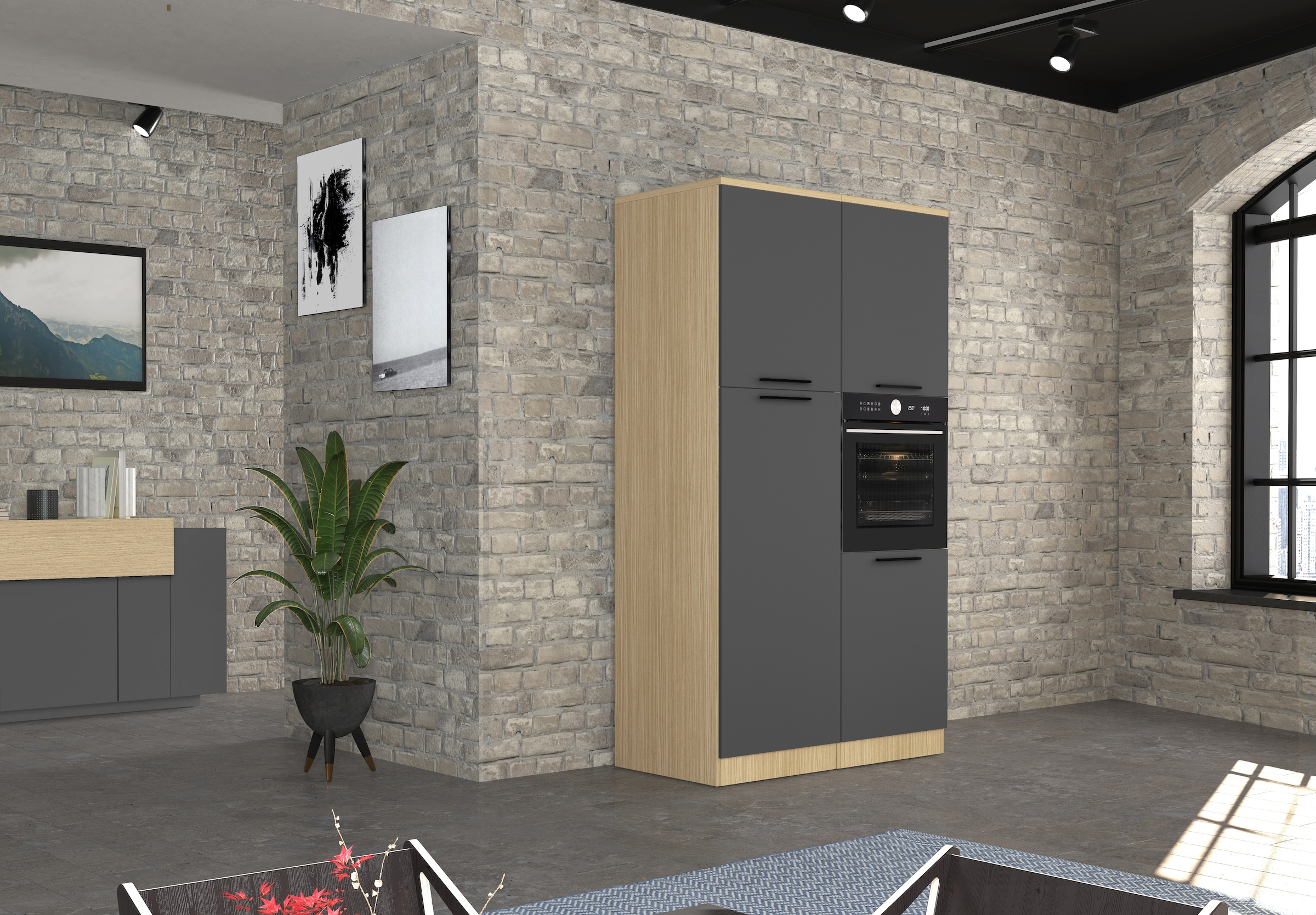 KOCHSTATION Vorratsschrank »Luna, Hochschrank, Küchenvorratsschrank, Speiseschrank, Made in Italy« B/T/H: 60×60×214,5 cm, mit 6 großzügigen Fächern