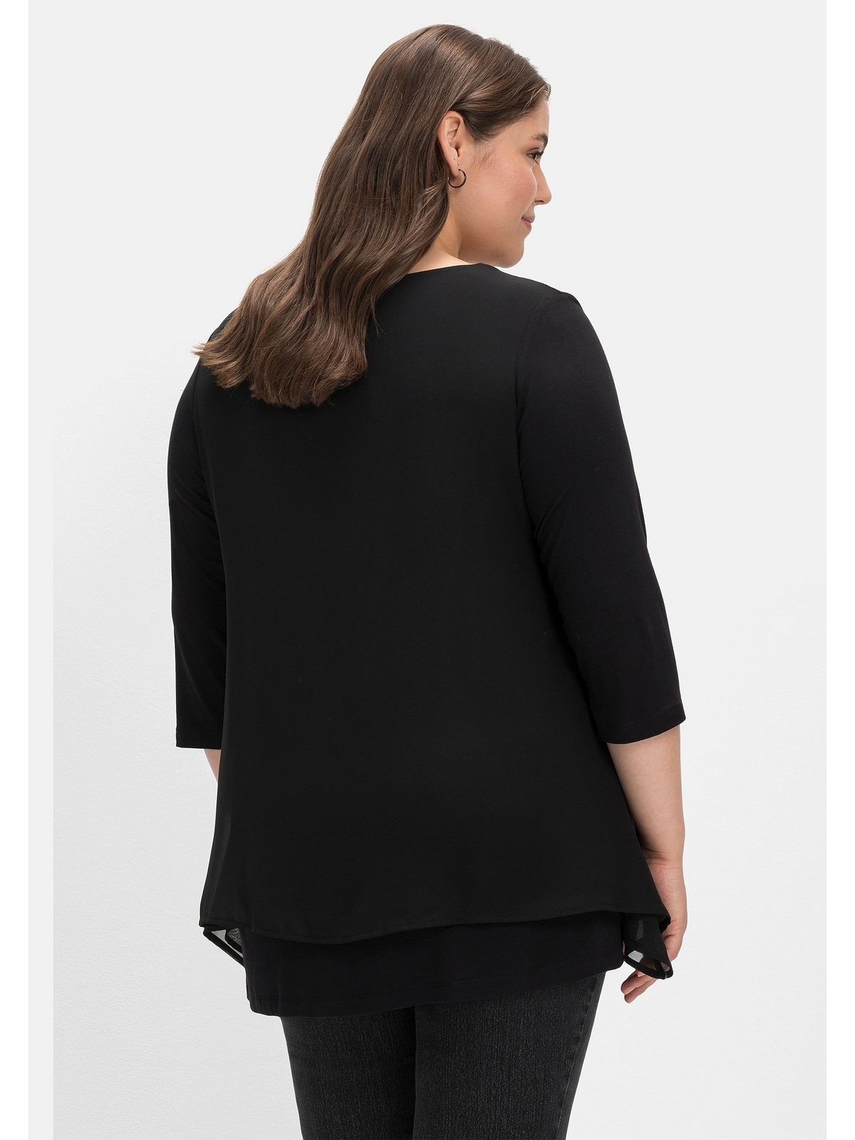 Sheego 3/4-Arm-Shirt "Große Größen", mit Chiffon-Oberteil günstig online kaufen