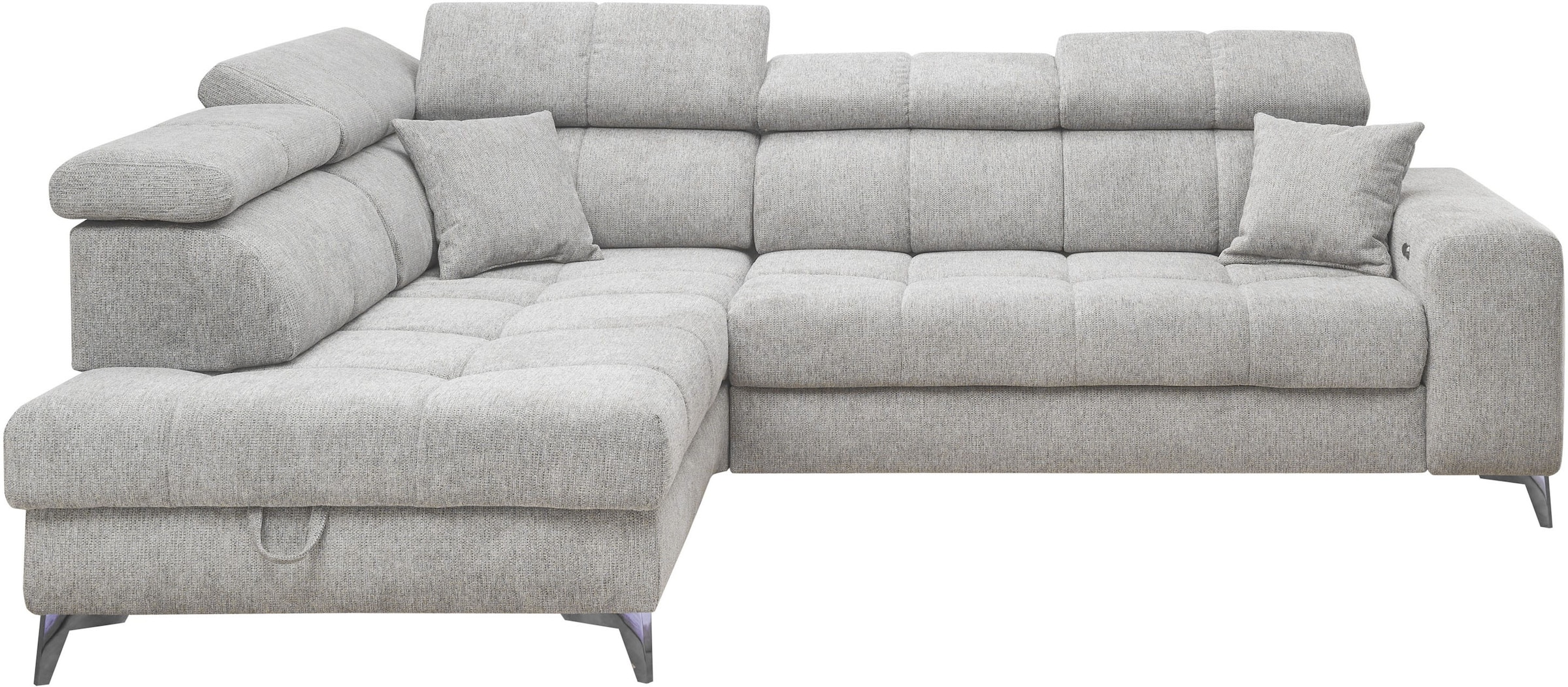 ED EXCITING DESIGN Ecksofa »Sydney L-Form«, mit Bettfunktion, Bettkasten, Kopfteilverstellung & 2 Zierkissen